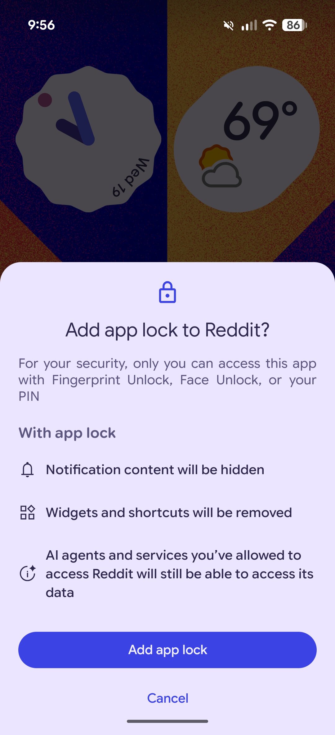 Screenshot of App Lock feature in Android 17 QPR2 Beta 3.