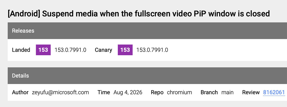 audio playback pause after pip close chromium dash release status image audio playback pause after pip close chromium dash release status image