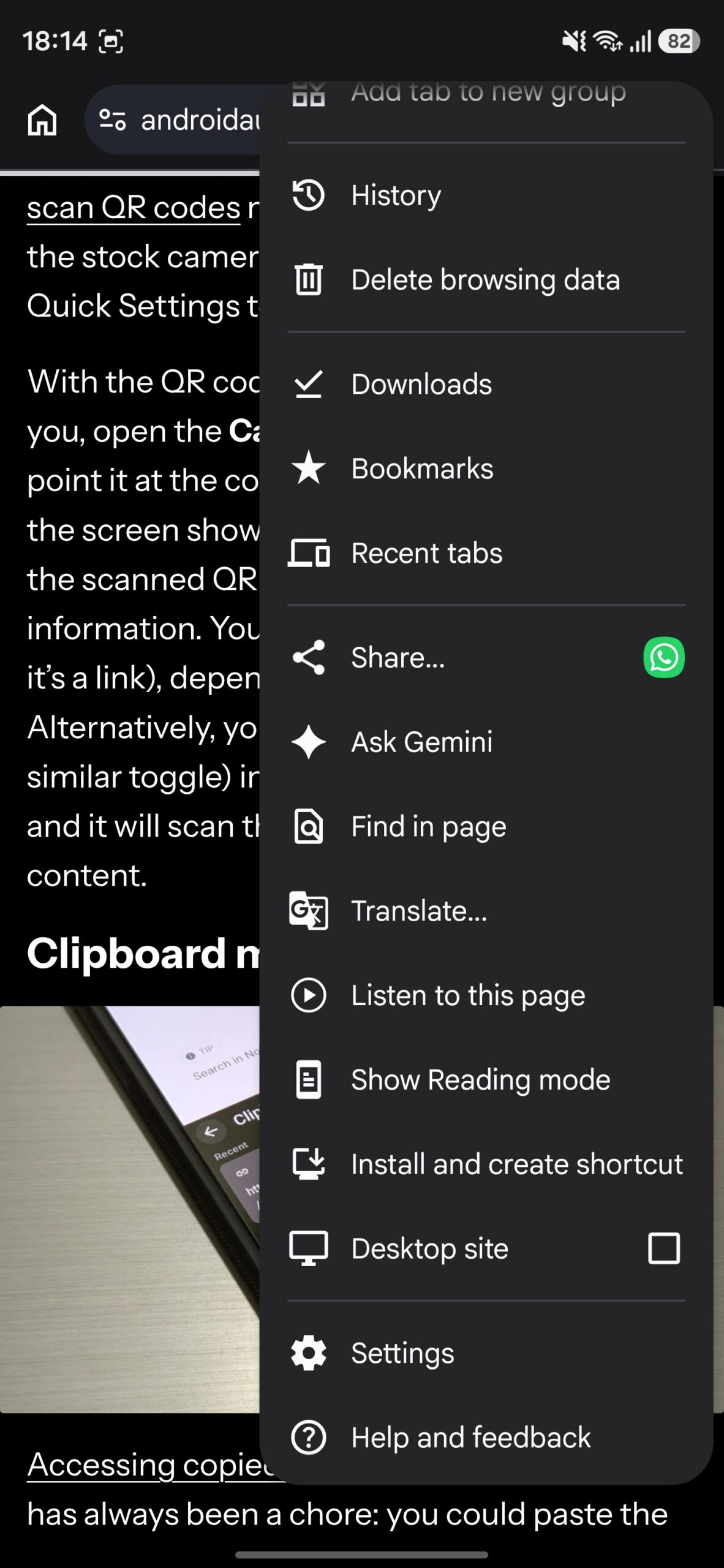 Chrome's three-dot menu.