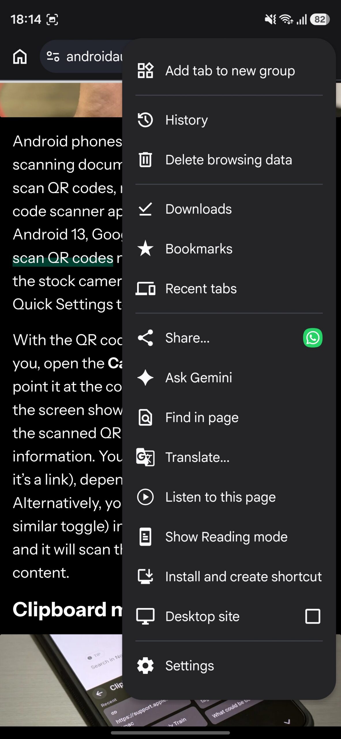 Chrome's three-dot menu.