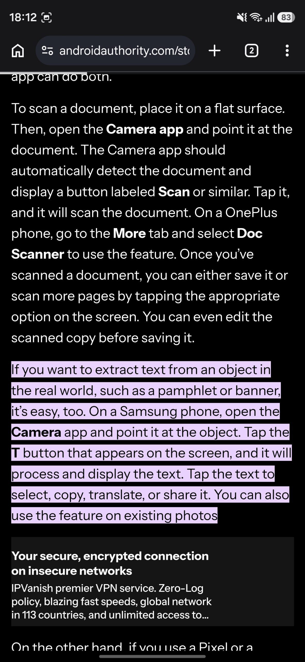 Highlighted text accessed via a shared link.