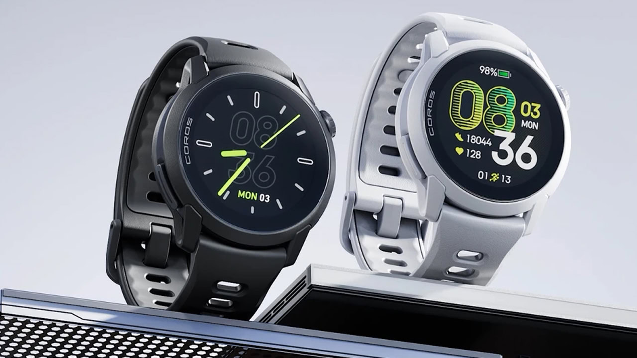 Coros Pace 4 lifestyle render showing black and white colors