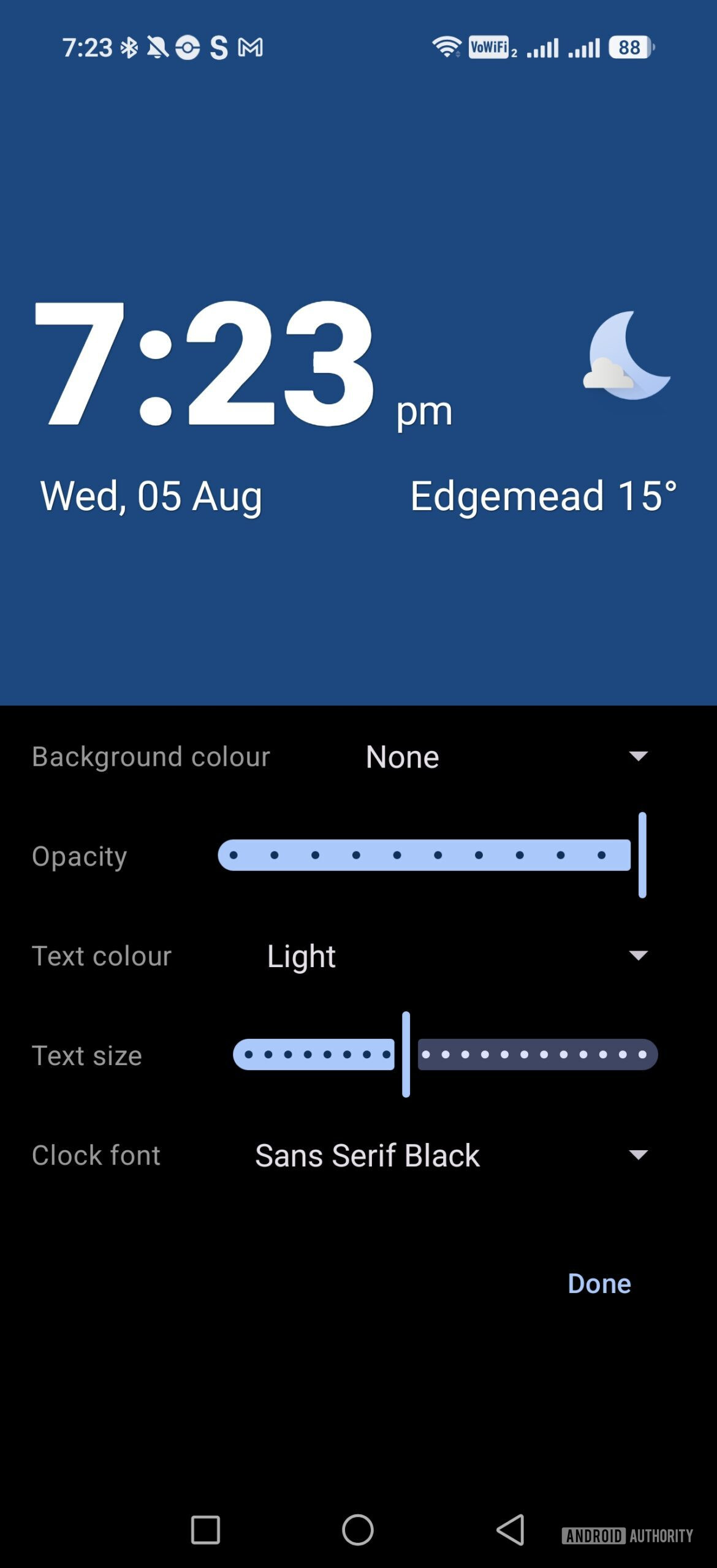 customization options for breezy weather widget