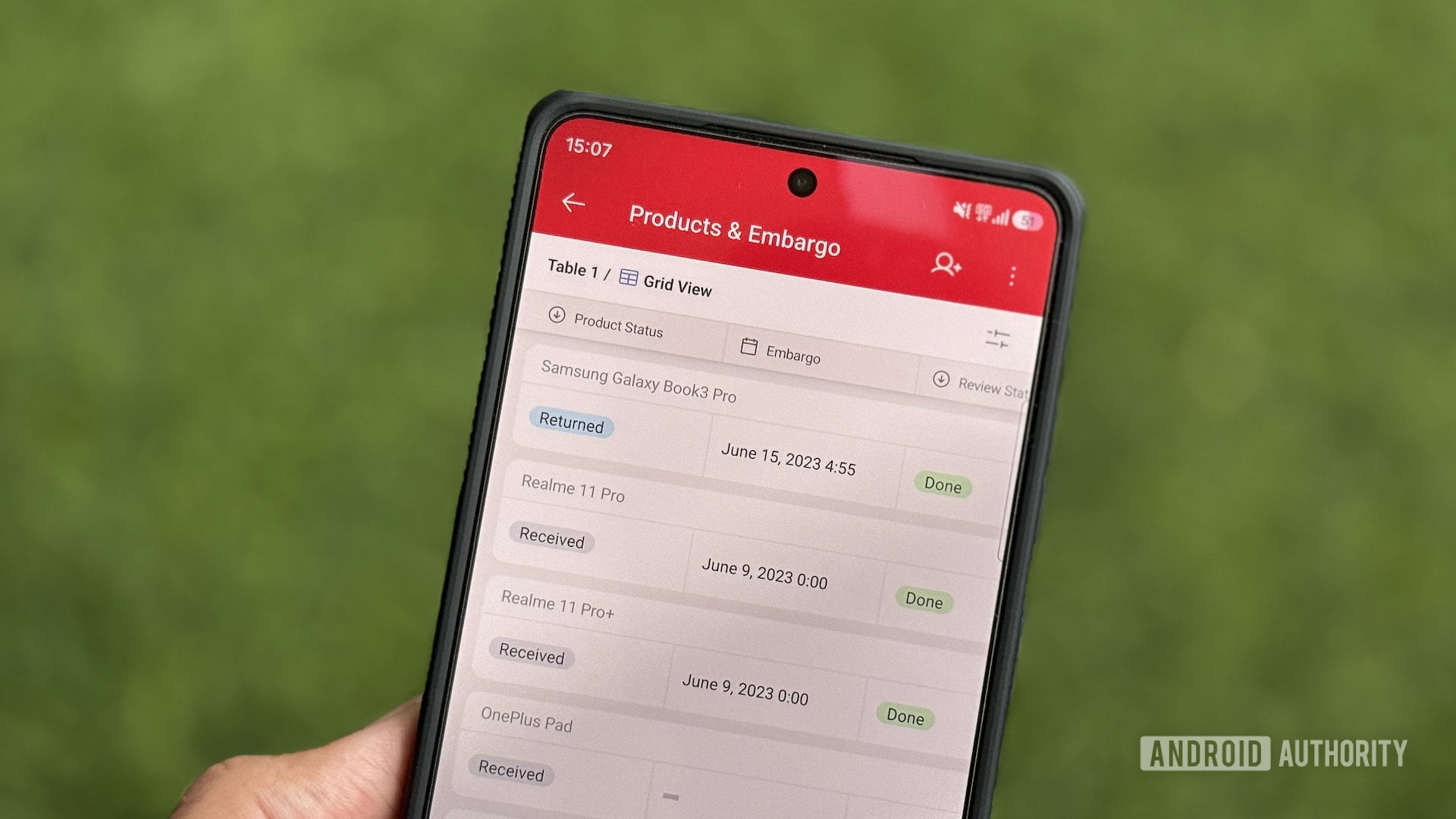 Airtable app on an Android phone.