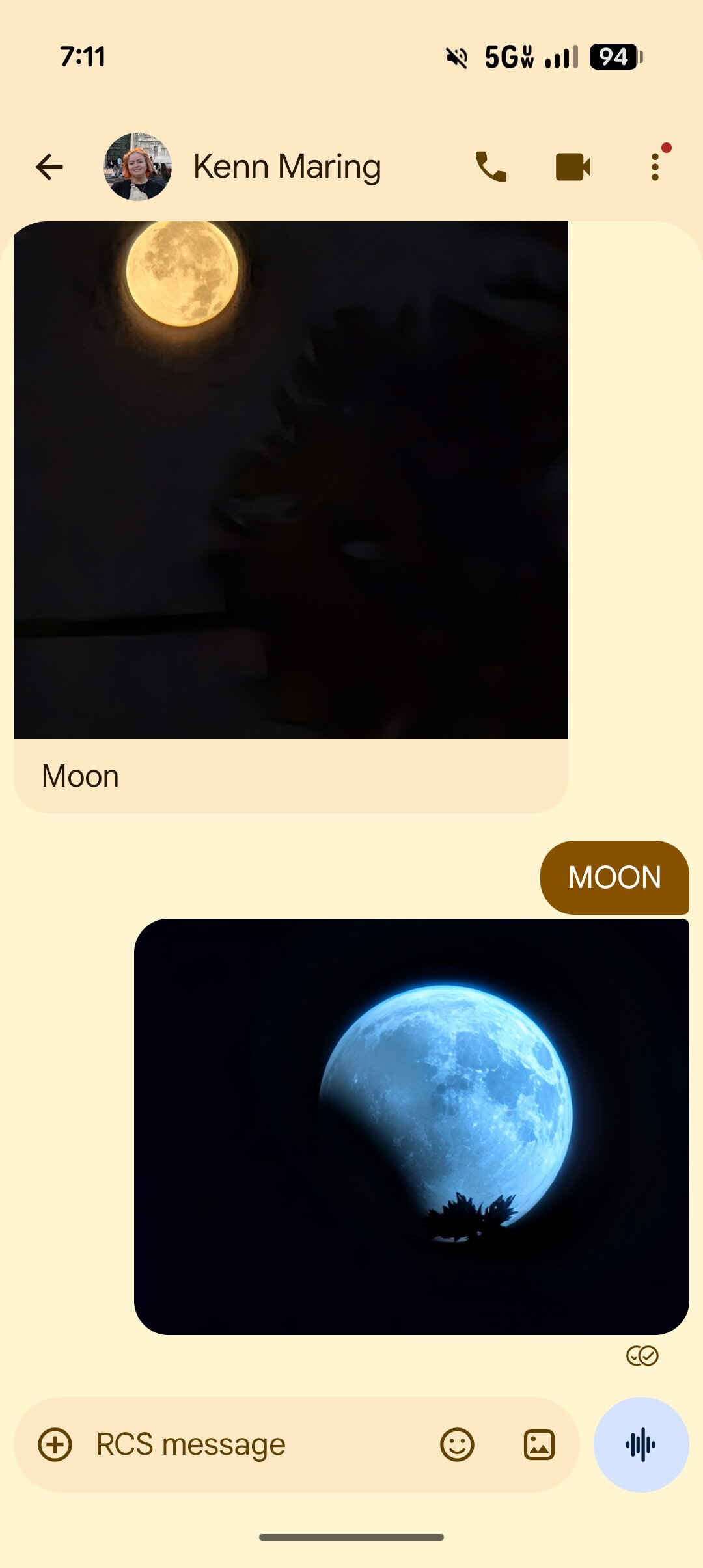 Setting custom chat themes in Google Messages.