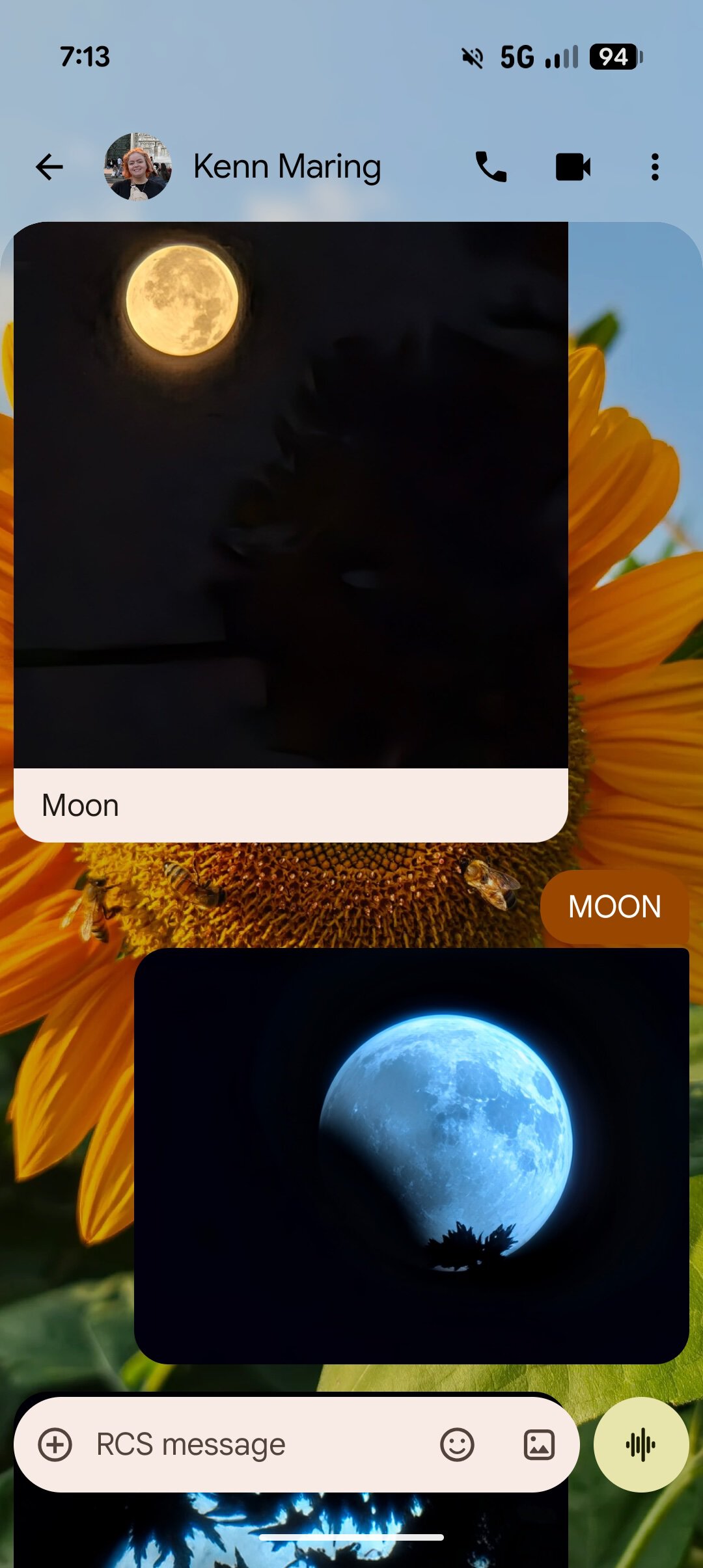 Setting custom chat themes in Google Messages.