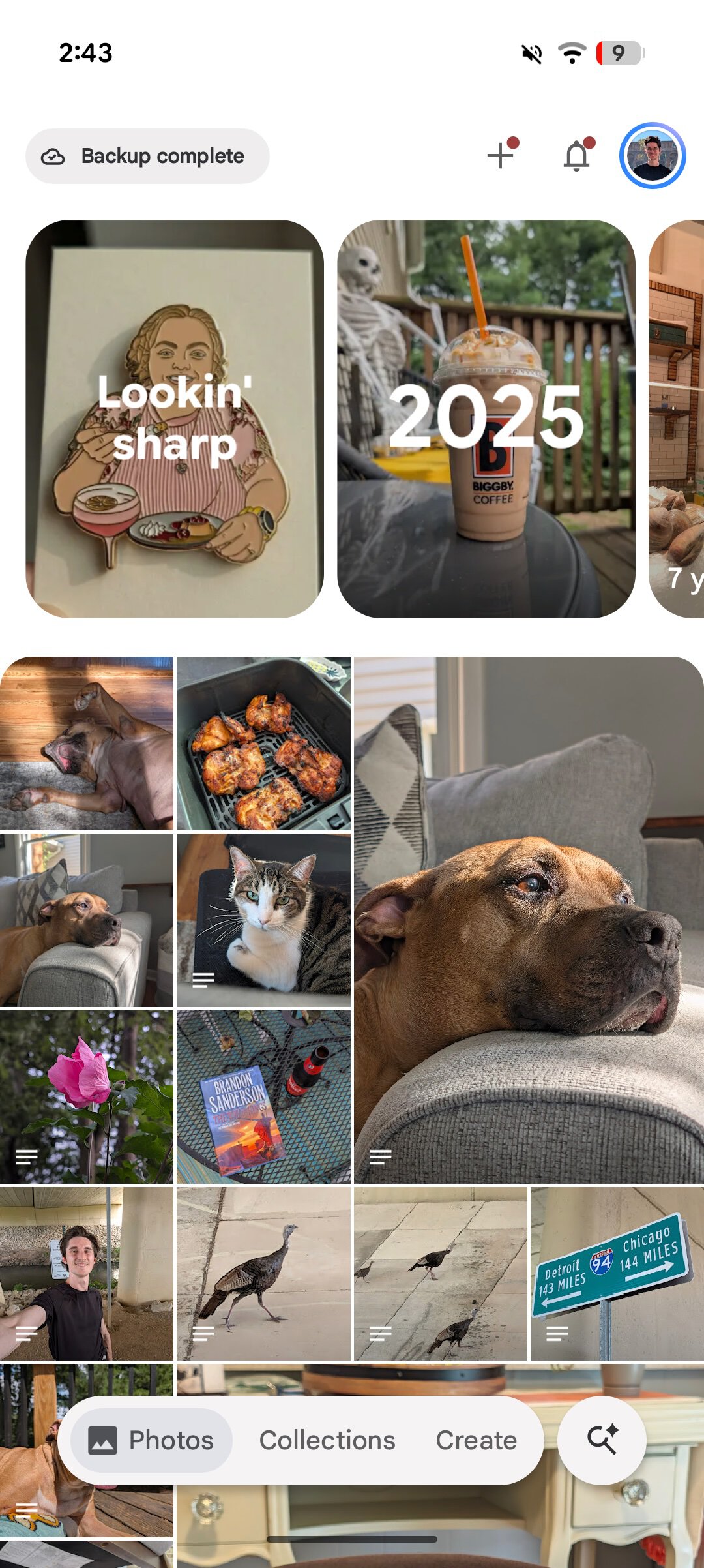Screenshot showing how to enable dates in the grid in Google Photos.
