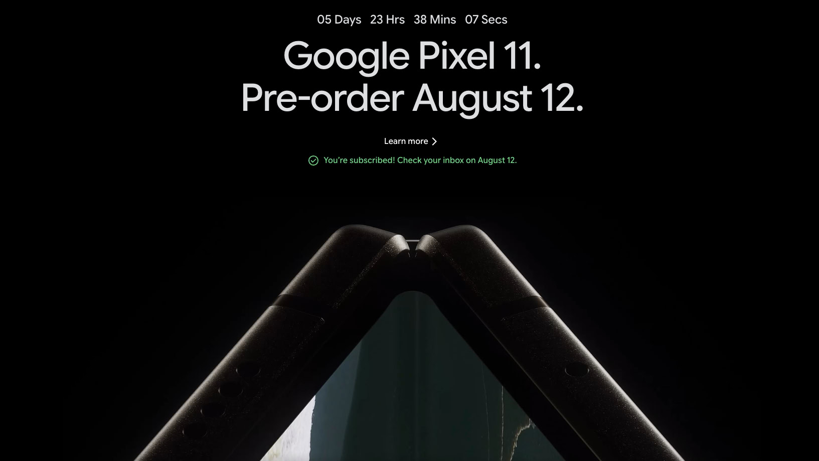Screenshot Screenshot of the Google Store, showing the Pixel 11 countdown.