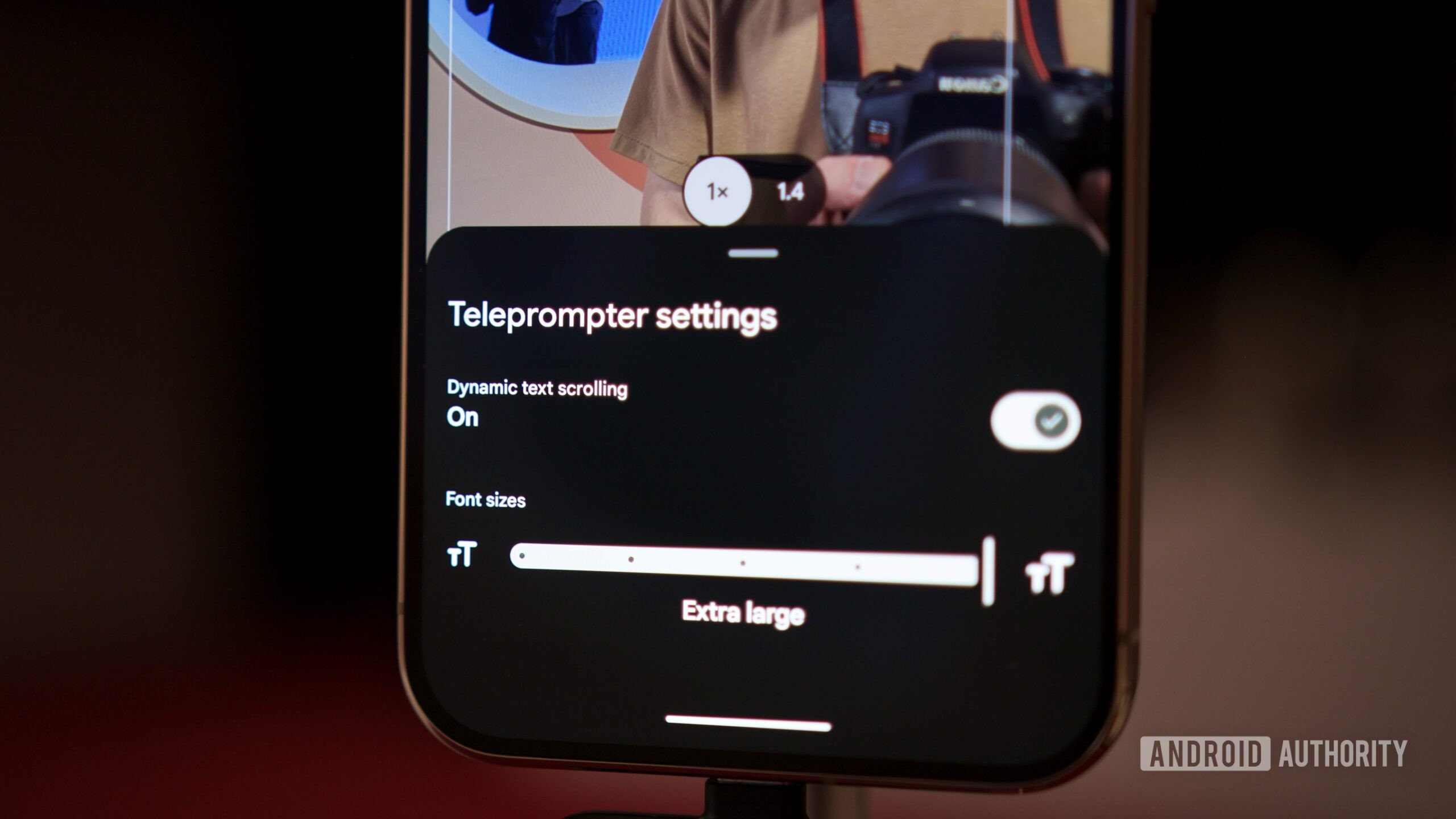google pixel 11 pro creator suite hands on 4 Google Pixel 11 Pro running the new Creator Suite feature, showing an on-screen teleprompter.