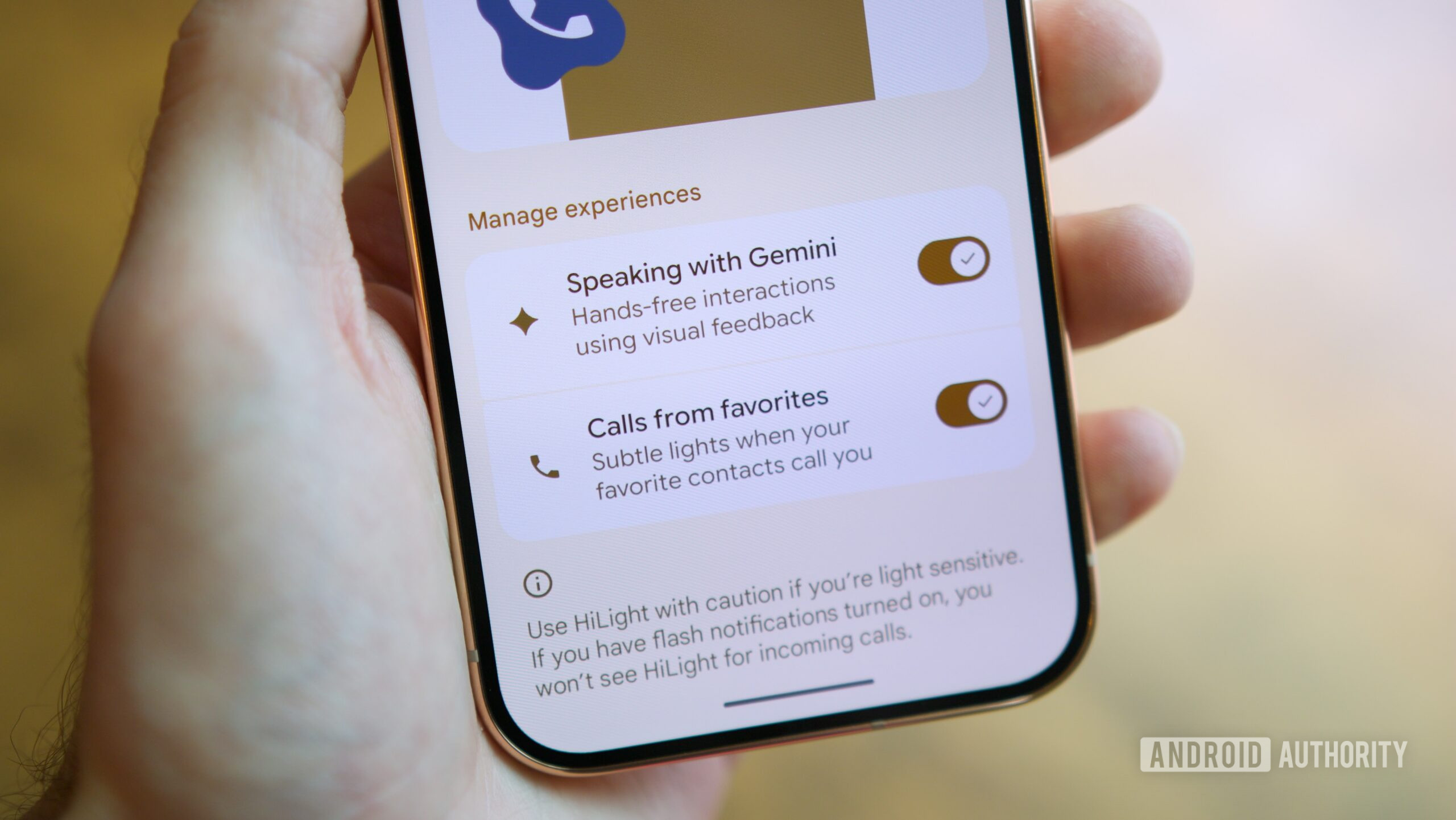 HiLight settings on the Pixel 11 Pro.