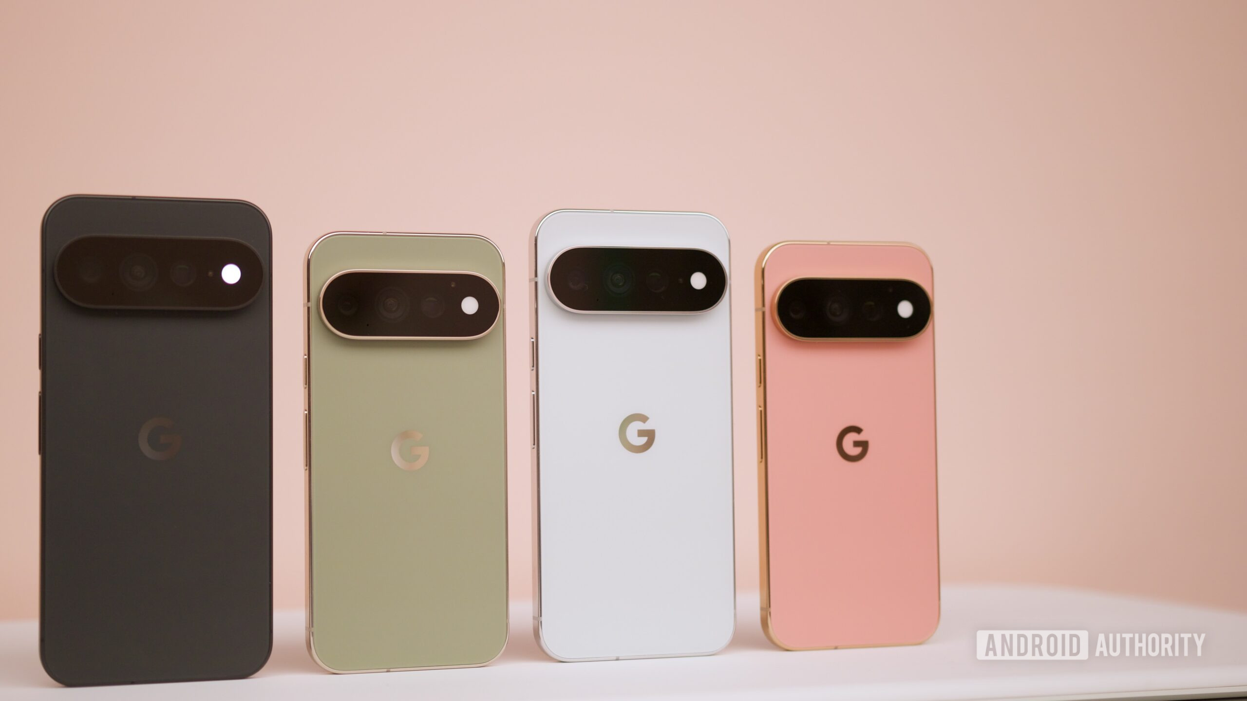 google pixel 11 pro pixel 11 pro xl hands on 8 All colors for the Pixel 11 Pro and Pixel 11 Pro XL next to each other.