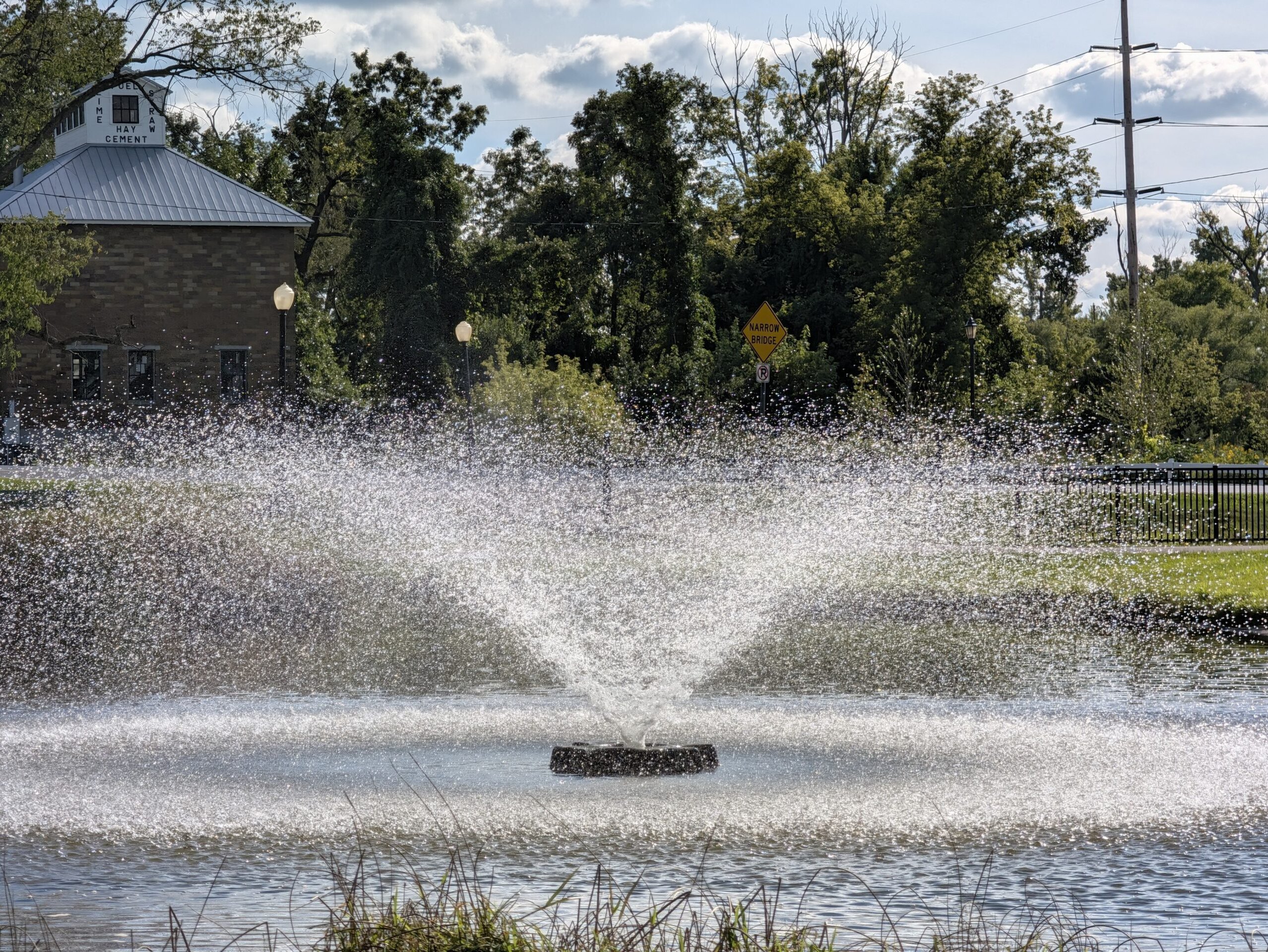 Photo of a water fountain at a park, taken with the Pixel 11 Pro.