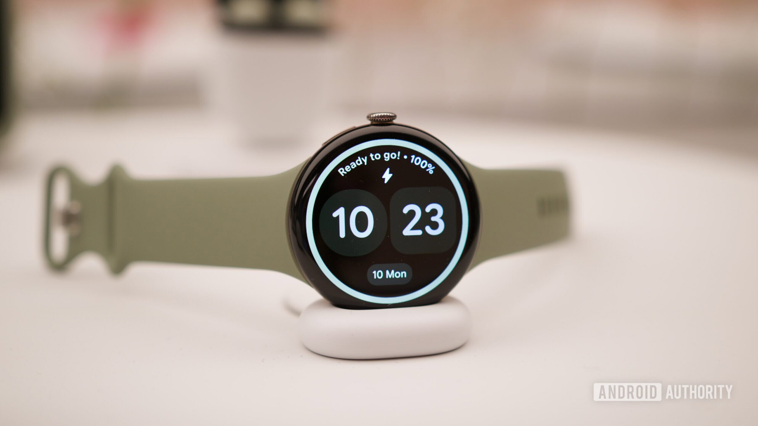 google pixel watch 5 hands on 5 Google Pixel Watch 5 on its charging dock.