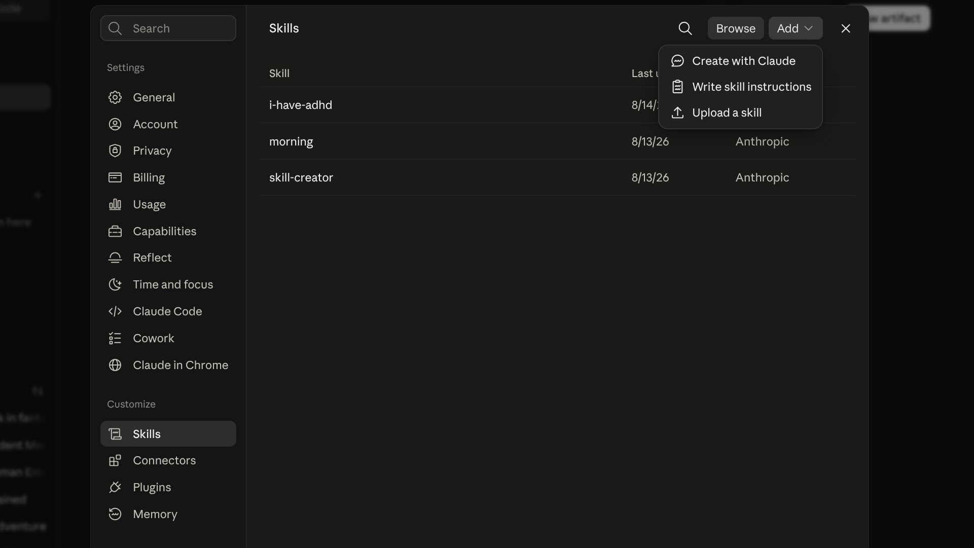 i have adhd skill install