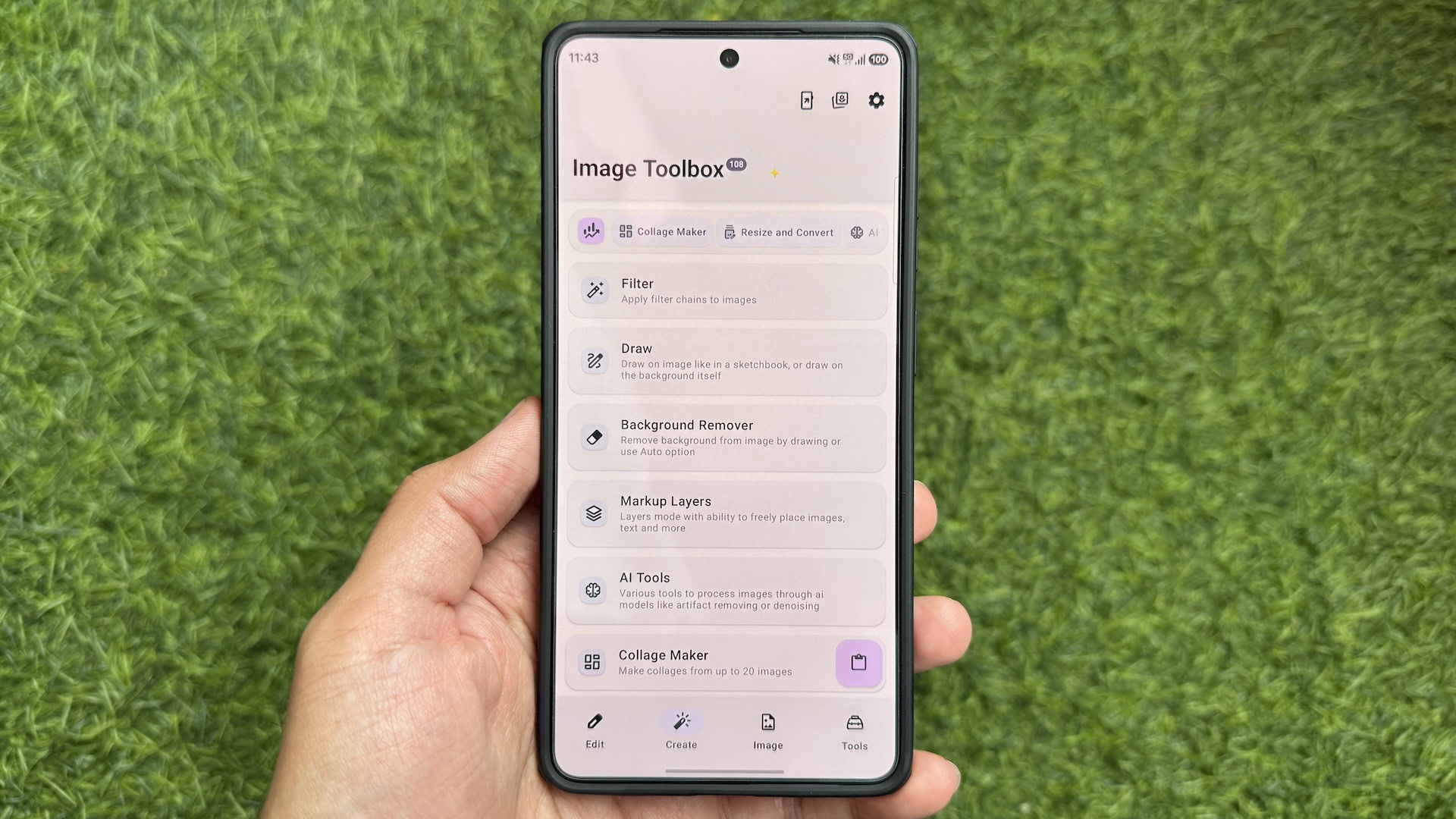 Edit tab on the Image Toolbox Android app.