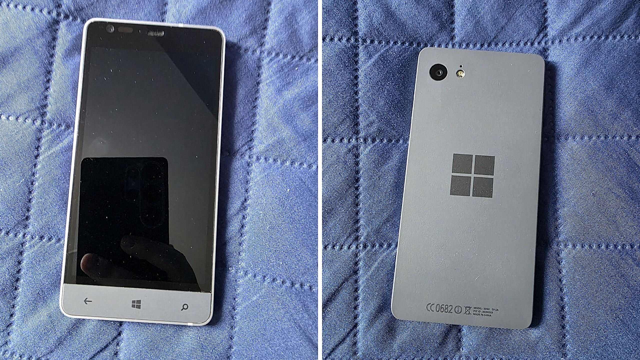 Two side-by-side images of the leaked Microsoft Surface Phone from 2013-2014.