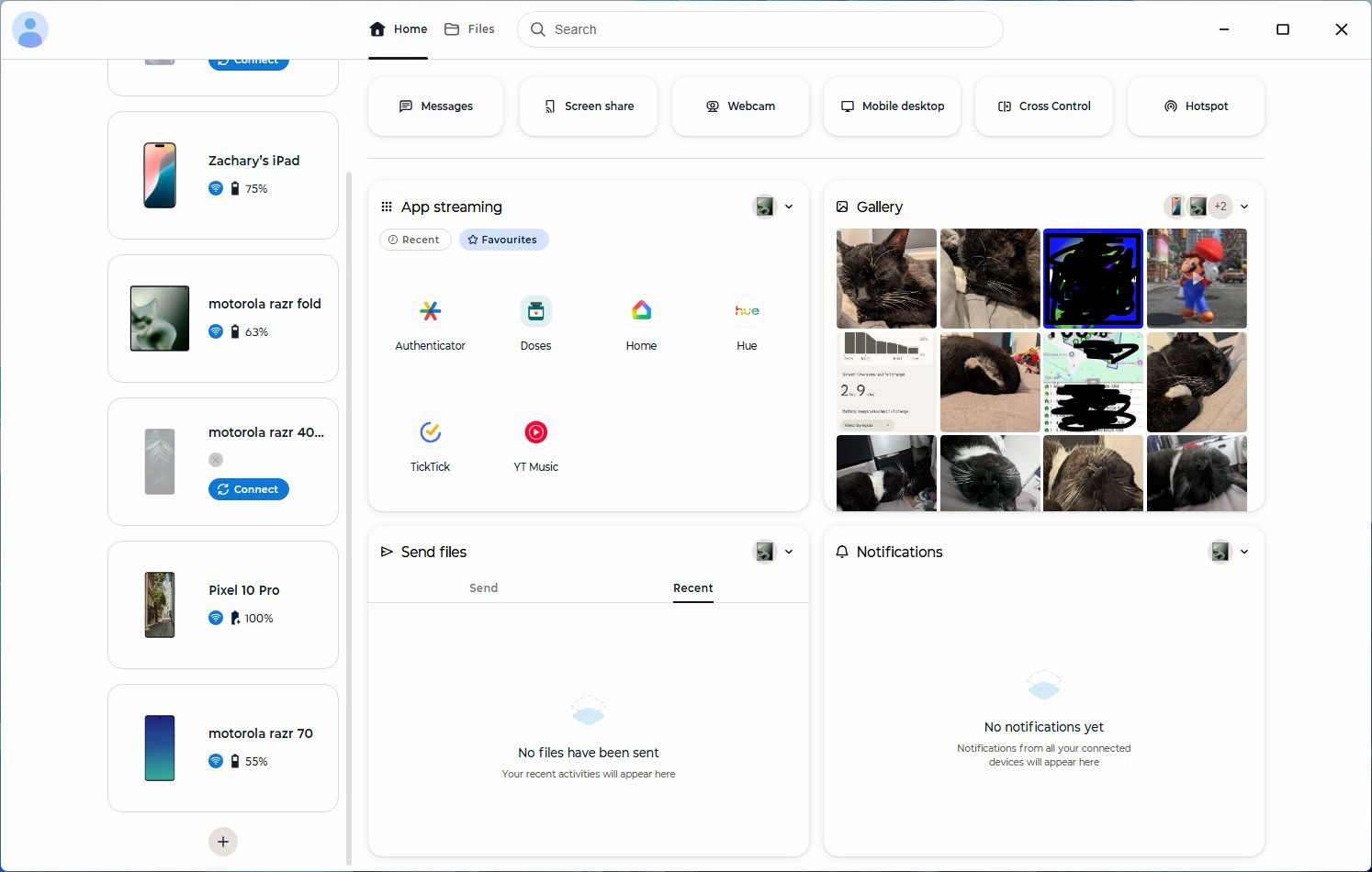 moto connect main screen