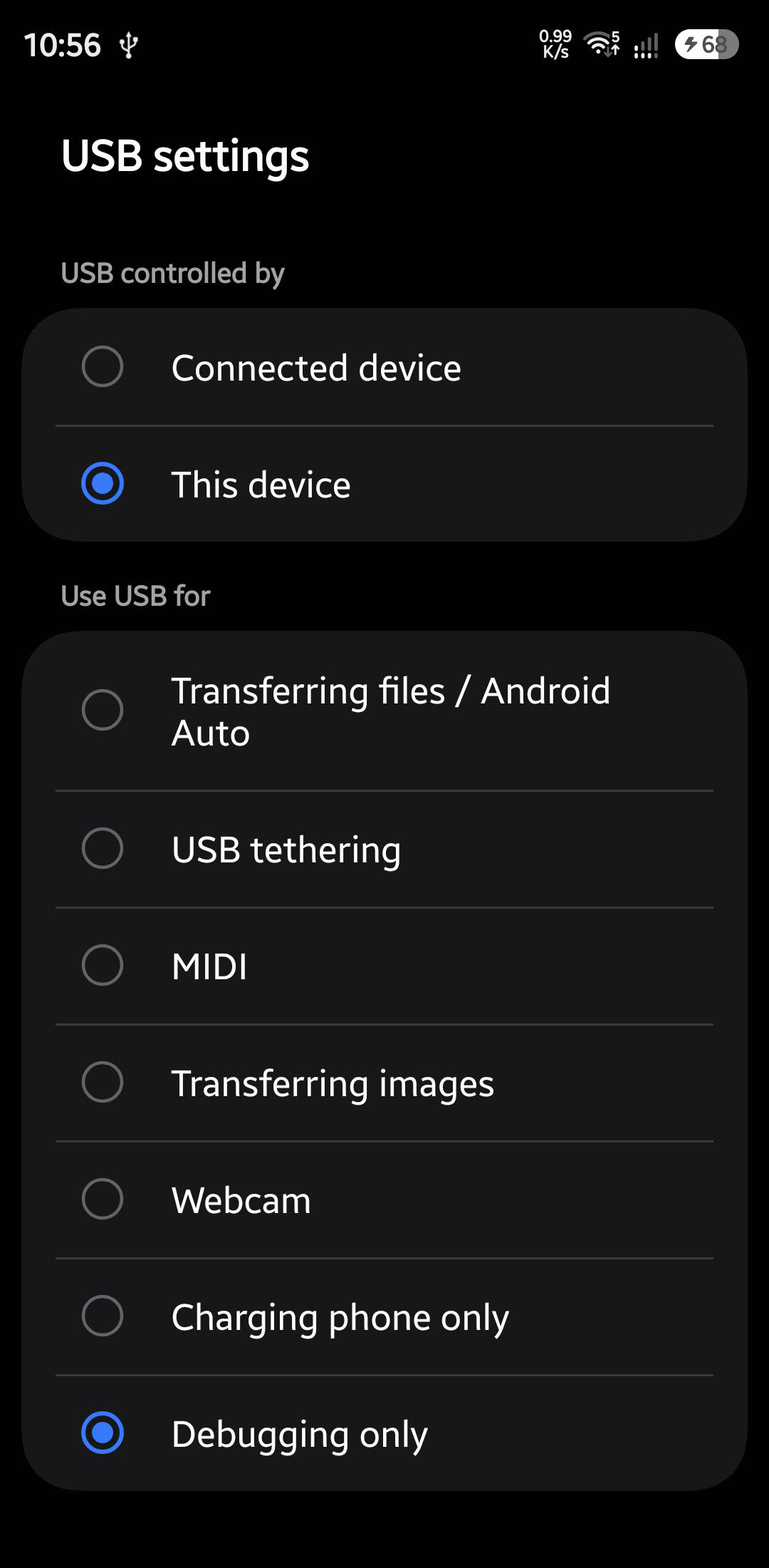one ui 9.5 usb mode image