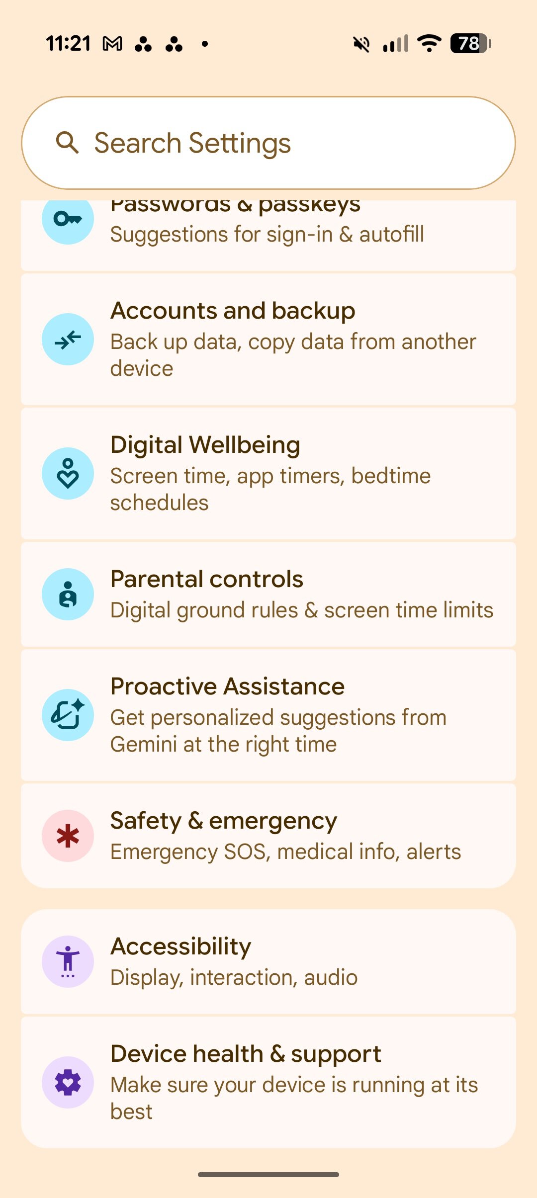 Screenshot of Proactive Assistance settings on the Pixel 11 Pro.