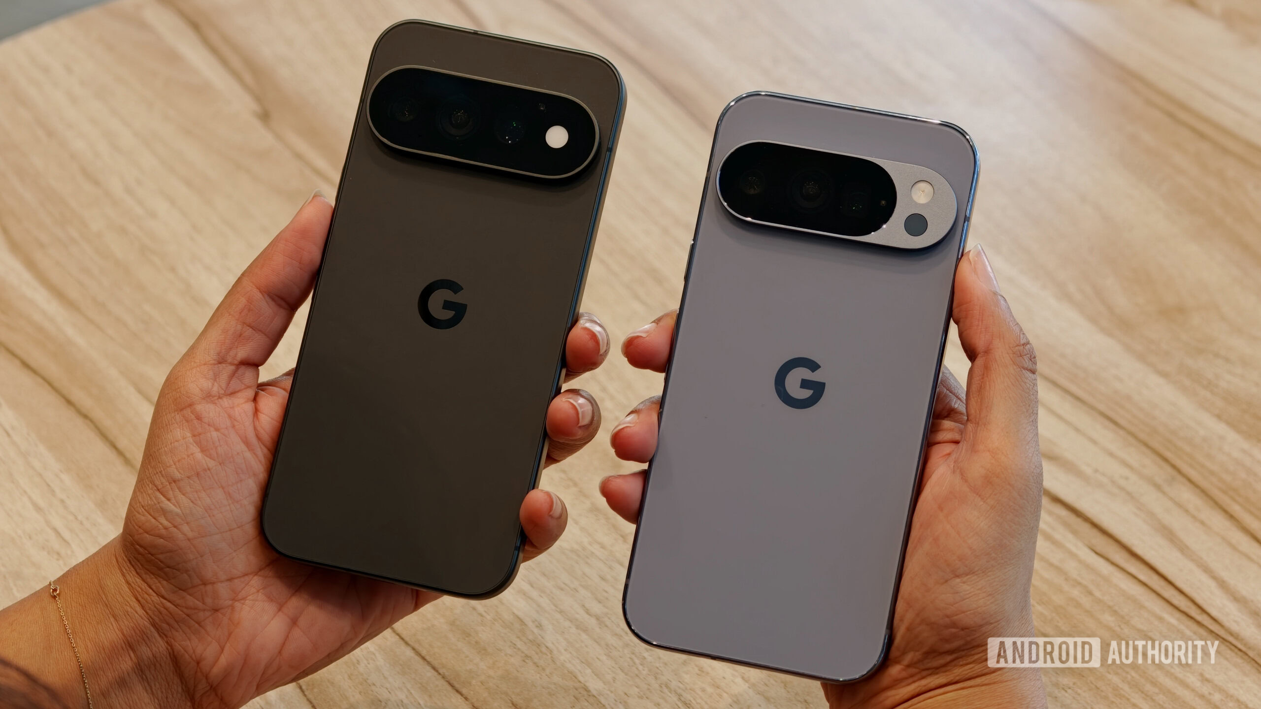 pixel 11 pro vs pixel 10 pro modem 3 Pixel 11 Pro and Pixel 10 Pro held together comparing camera bar designs