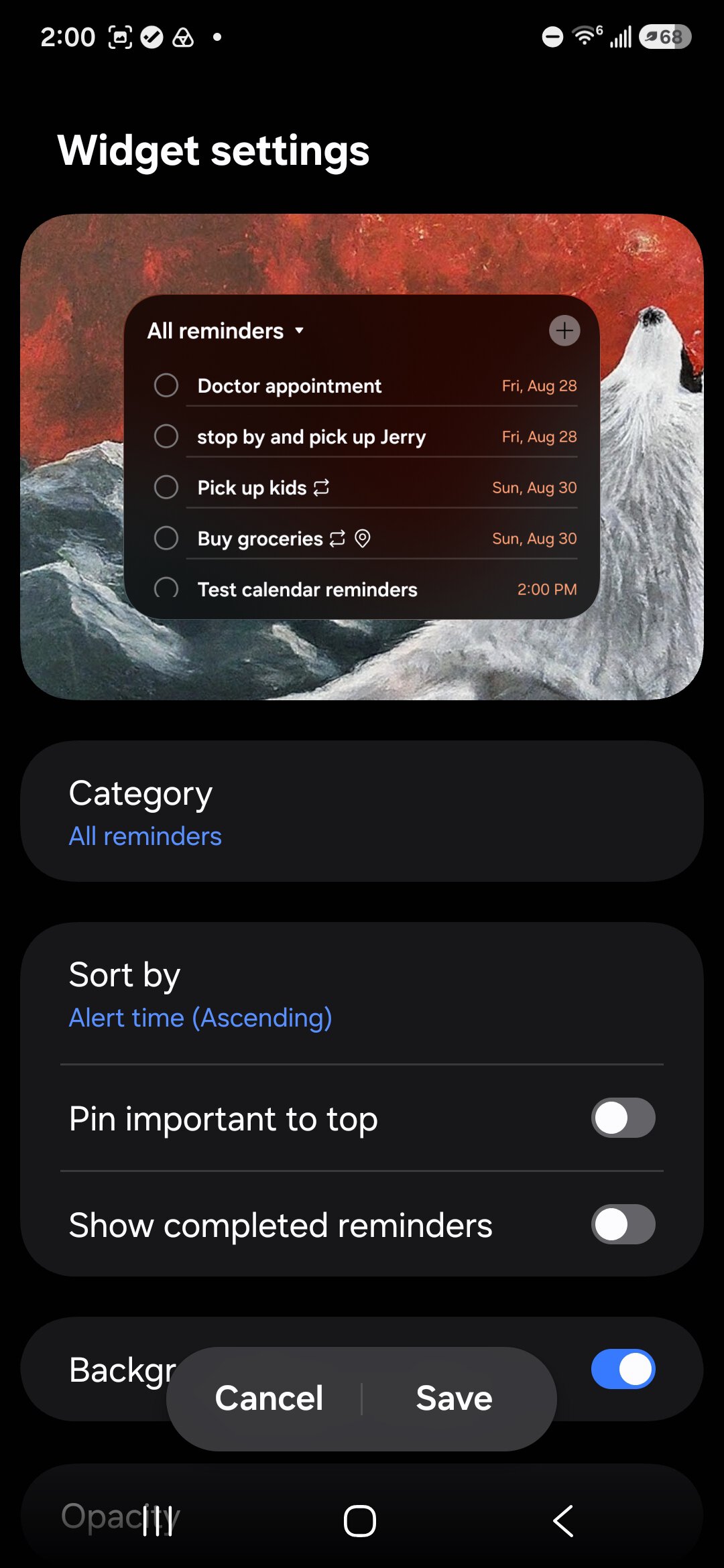 reminder widget 2