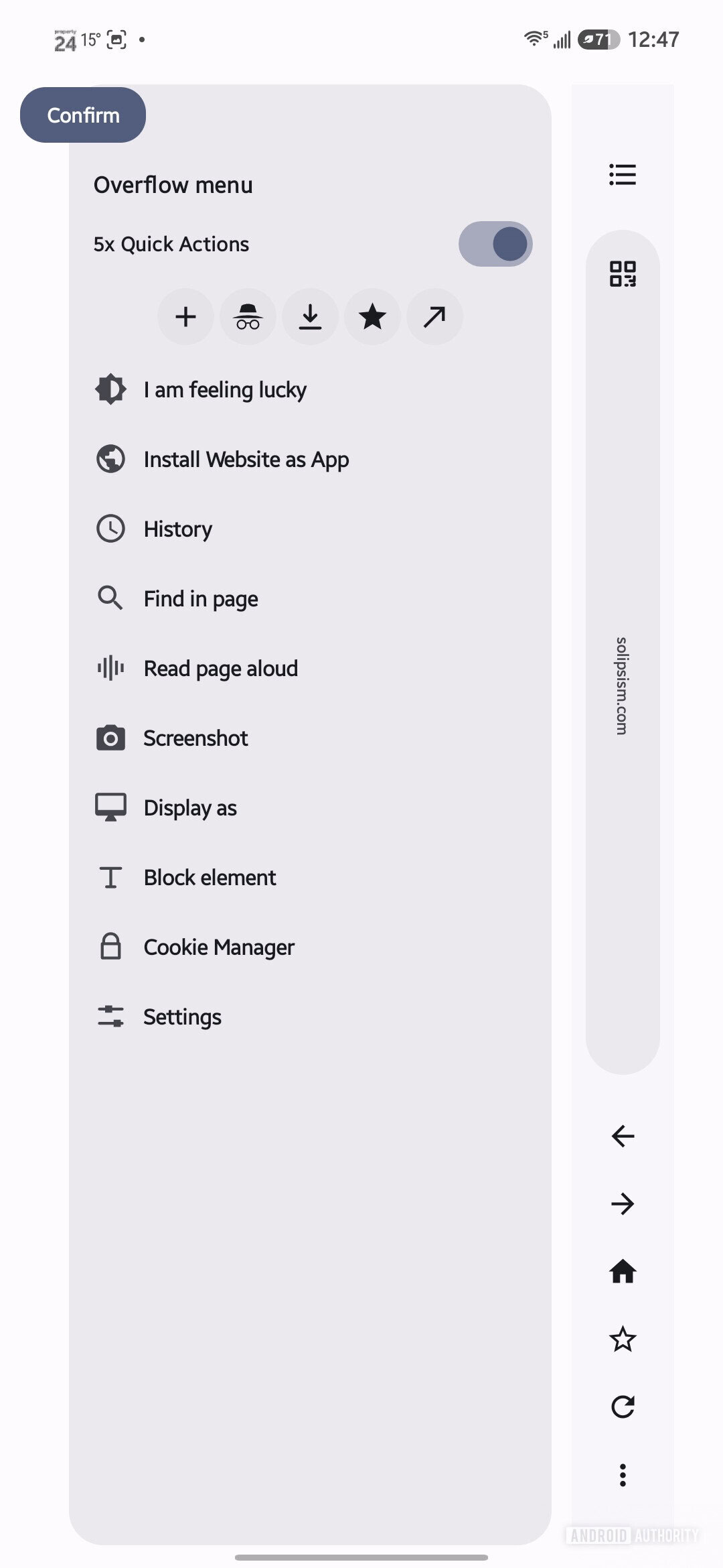 solipsism browser side rail settings 1