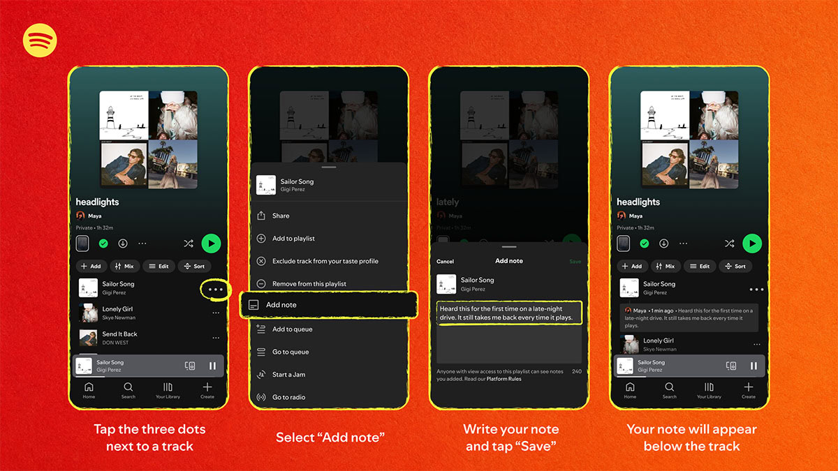 spotify playlist notes added by users image