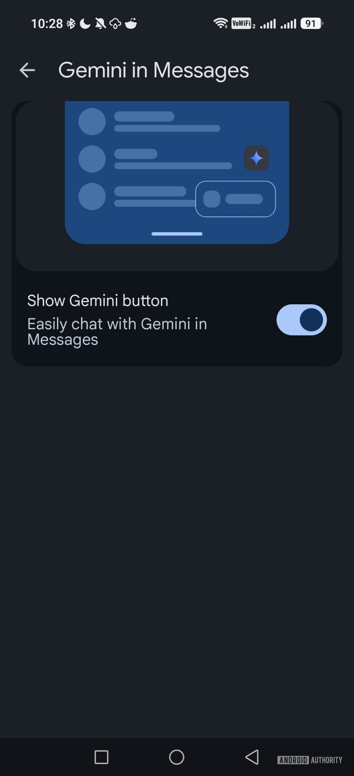 toggle for gemini in google messages