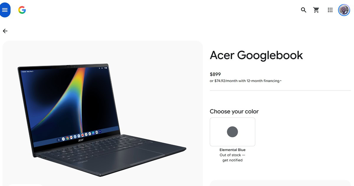 Acer Googlebook out of stock