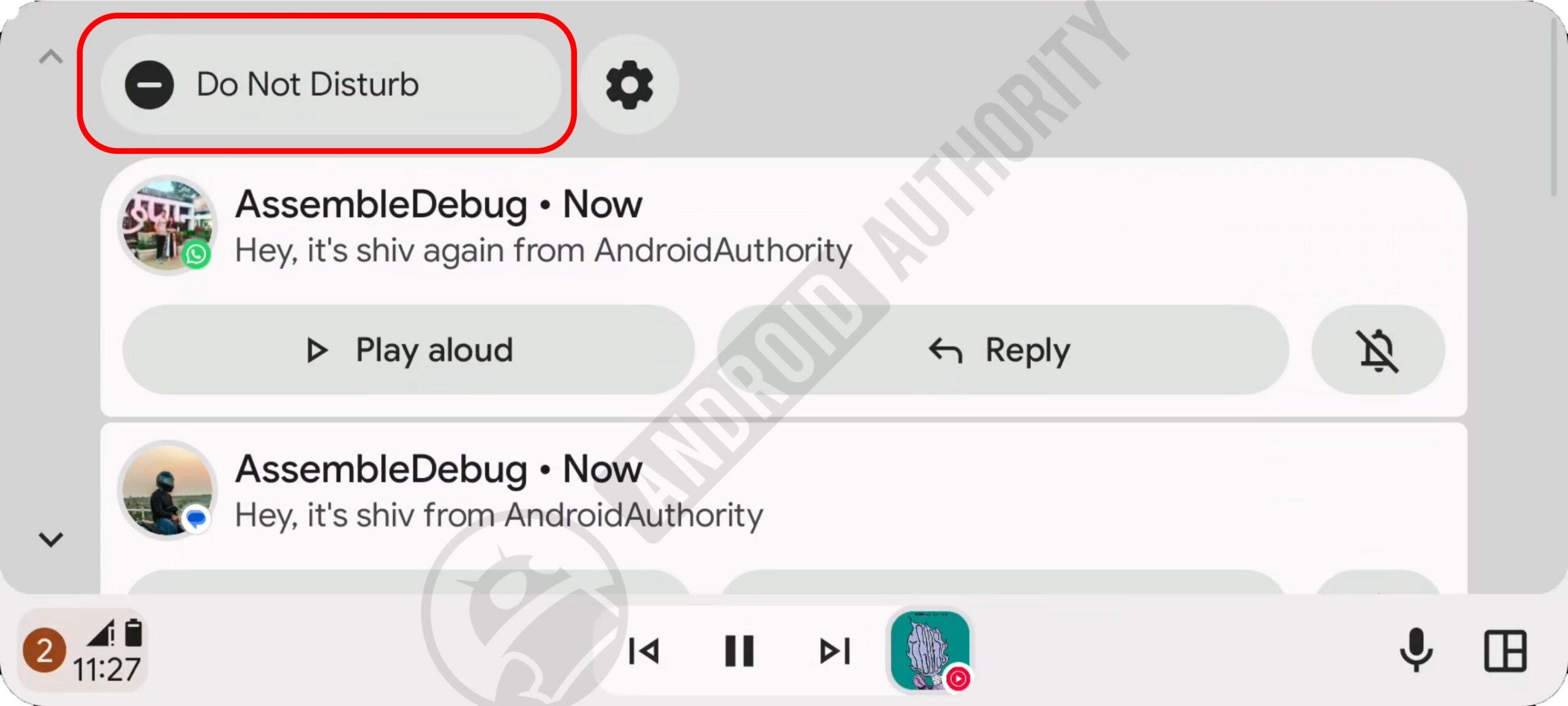 Android Auto Quick Tiles notifications watermarked Android Auto Quick Tiles notifications watermarked