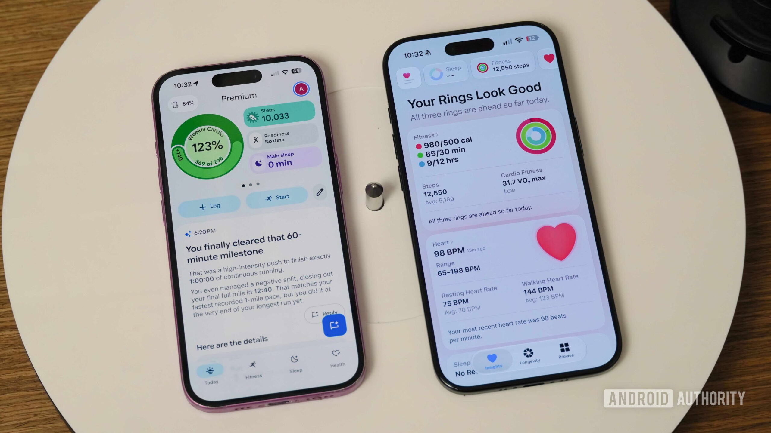 Apple Health vs Google Health 3 The Google Health app (left) beside the new Apple Health app in beta (right).