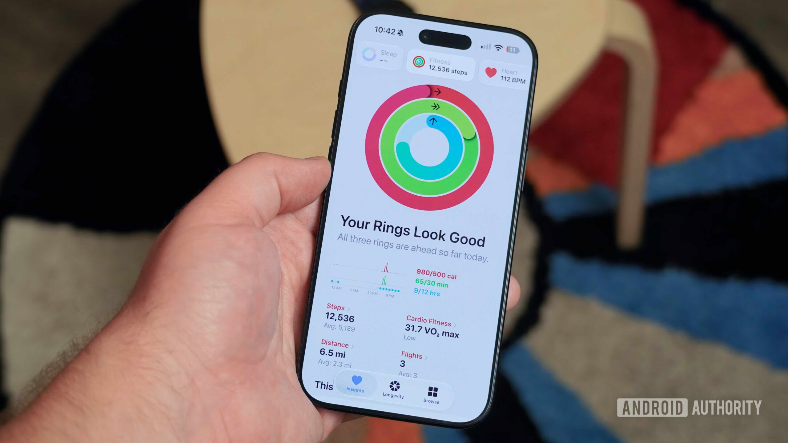 Apple Health vs Google Health 4 The new Apple Health redesign showing the Fitness rings.