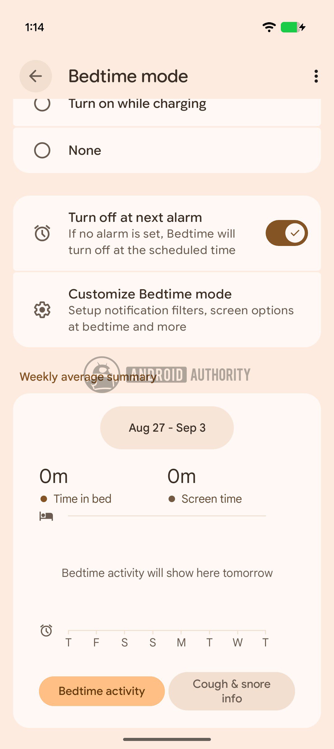 Bedtime mode new