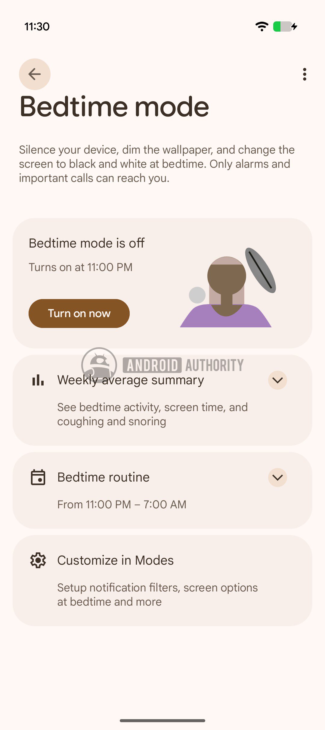 Bedtime mode old 1