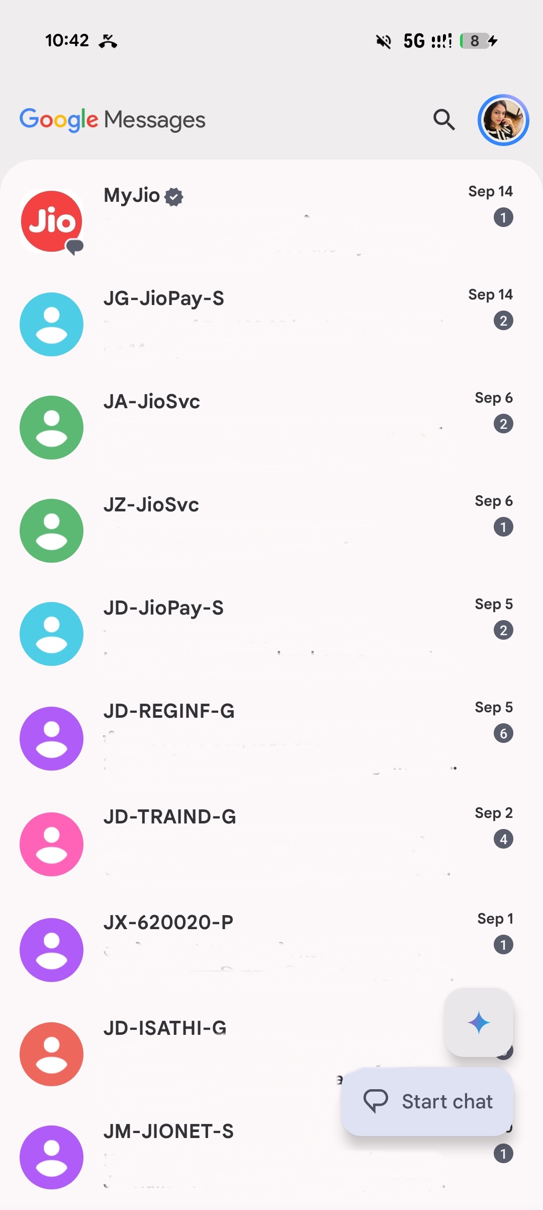 Current Google Messages UI Current Google Messages UI