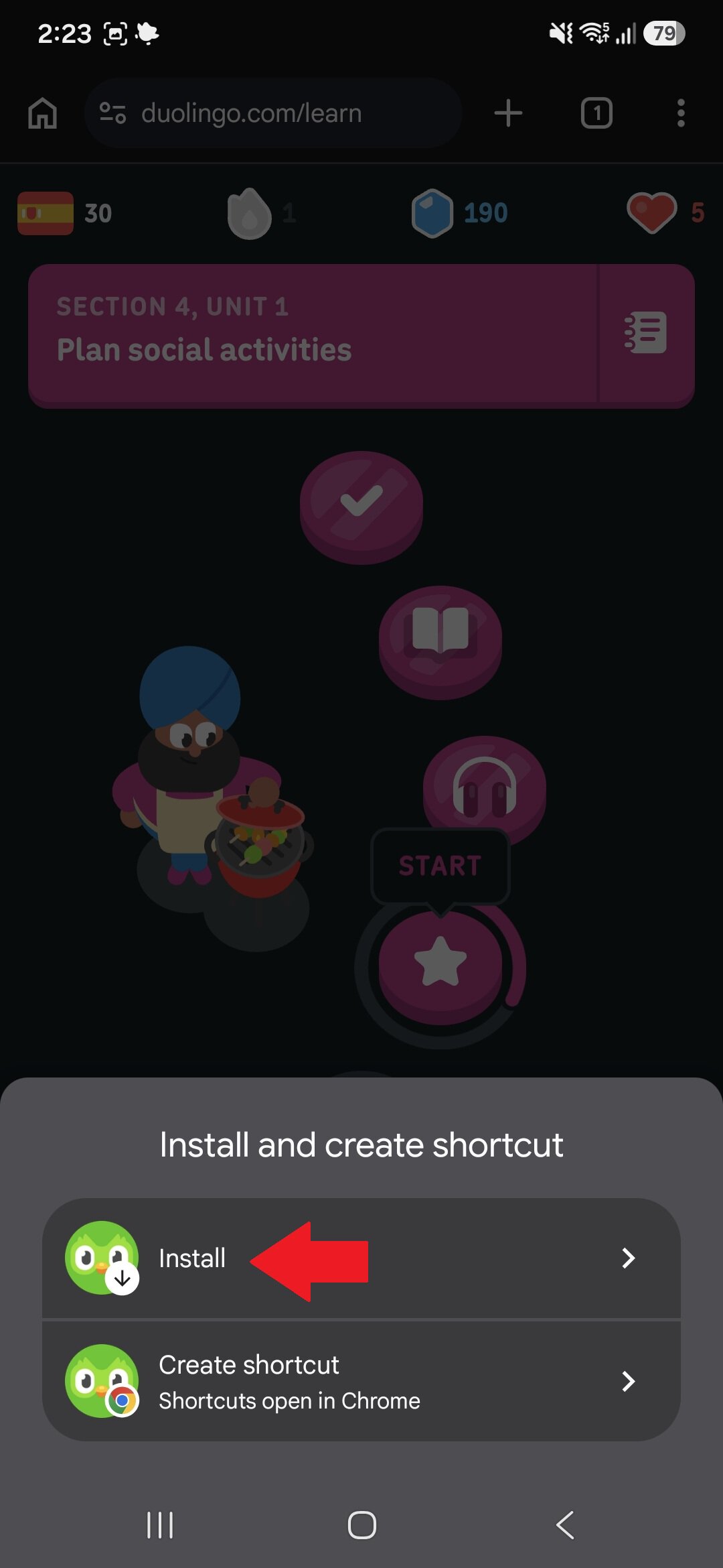 Duolingo Install Web App 3