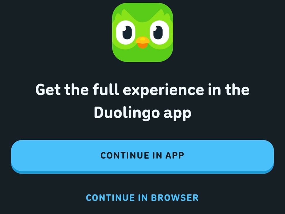 Duolingo Web App Continue In App Prompt Duolingo Web App Continue In App Prompt
