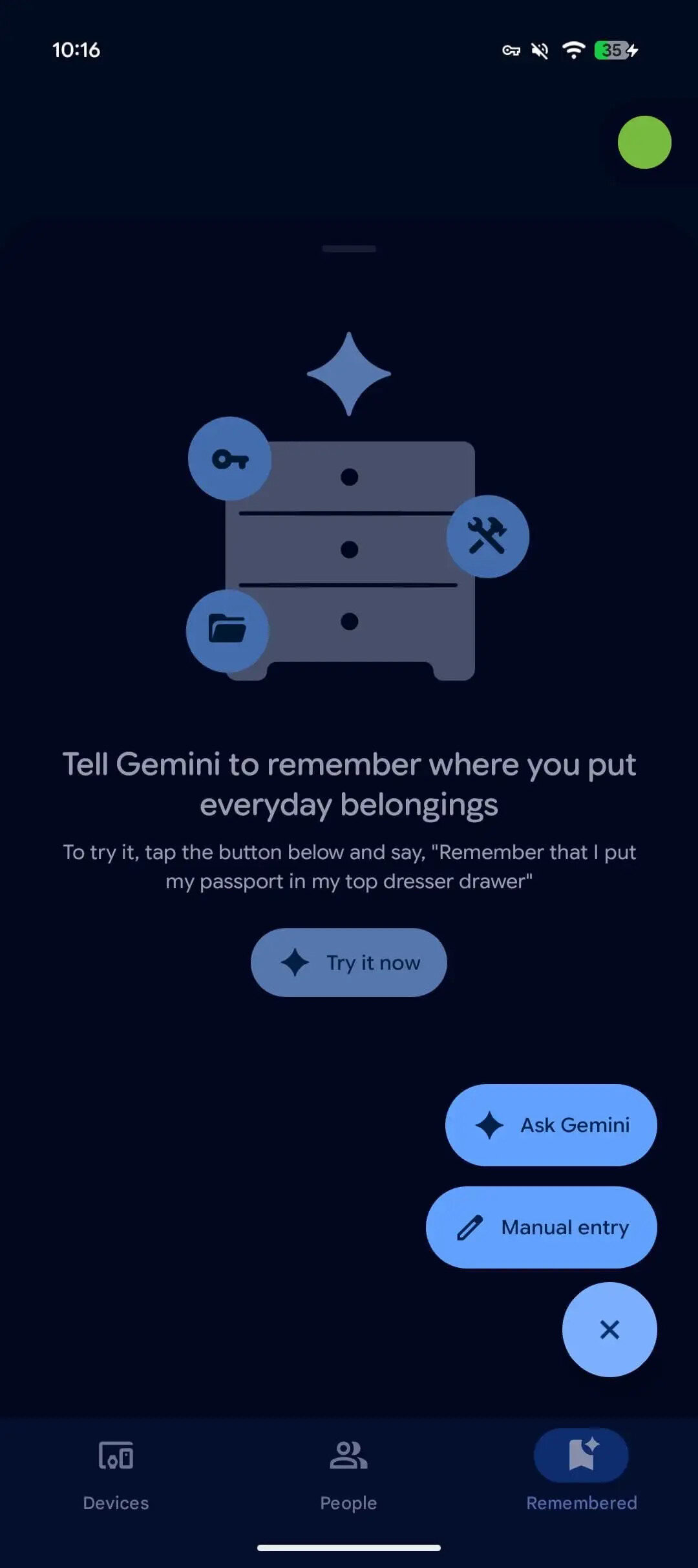Find Hub Remembered tab 2