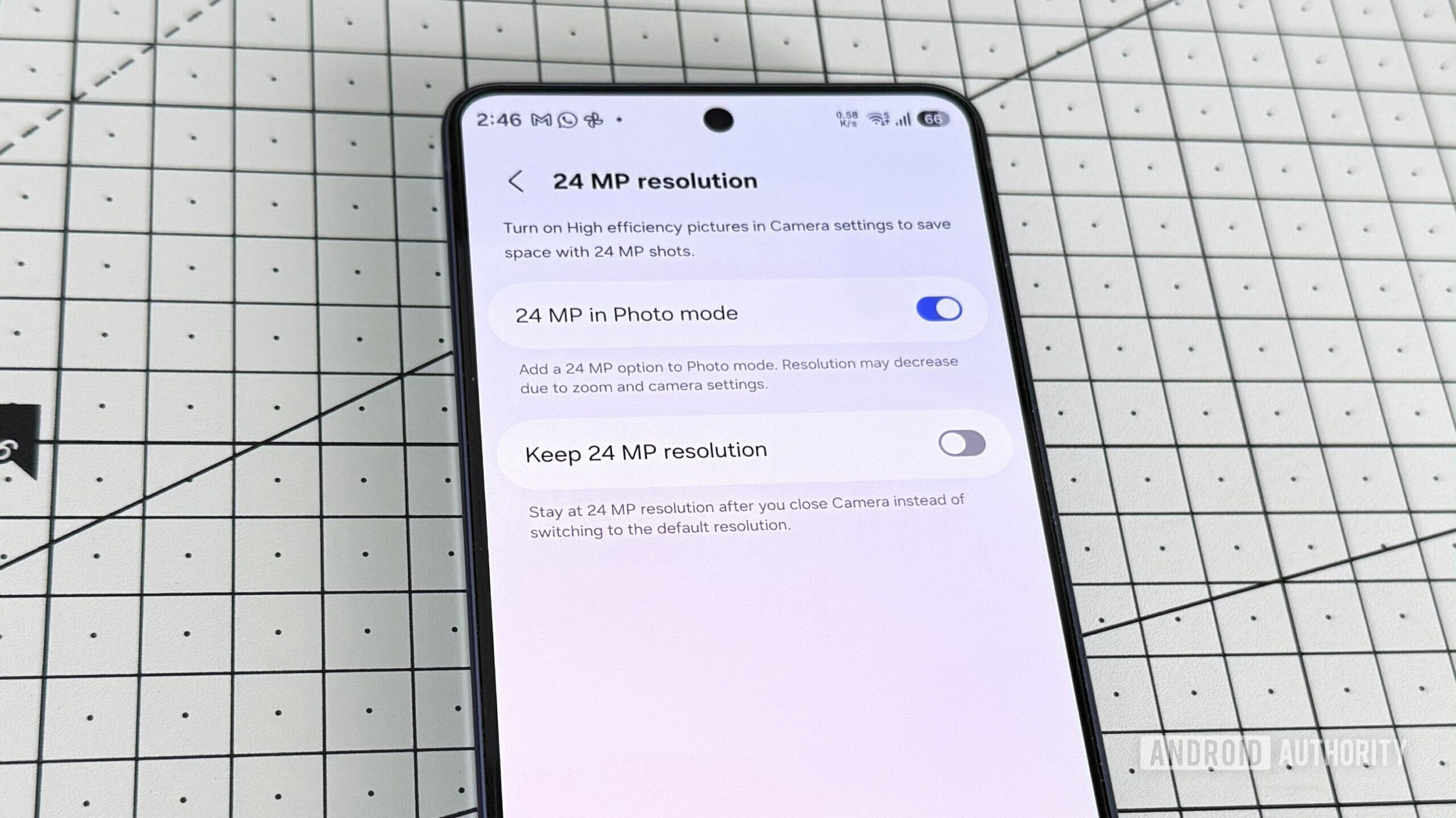 Galaxy S26 showing 24MP mode option