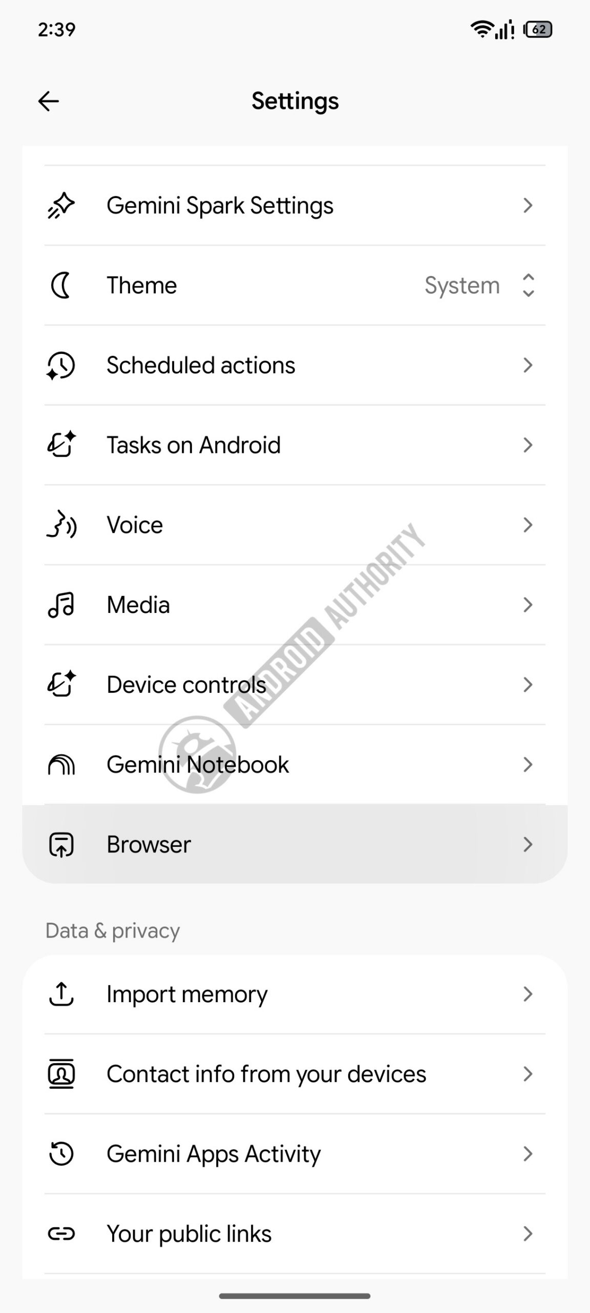 Gemini Settings Browser watermarked