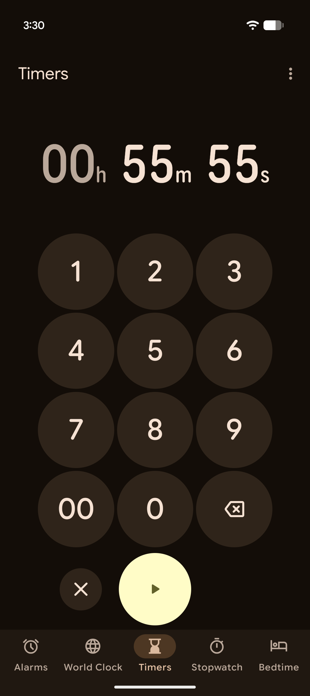 Google Clock current timer UI 2