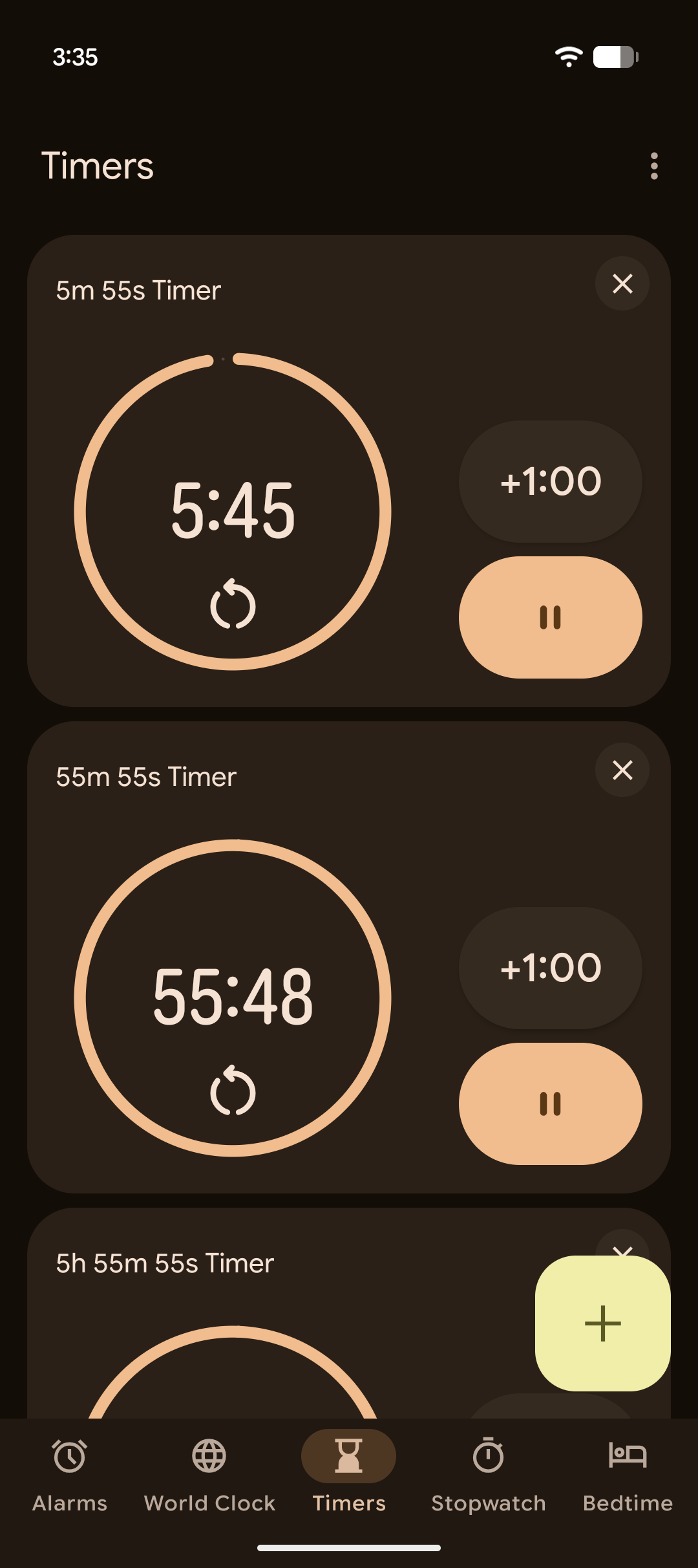 Google Clock current timer UI 3