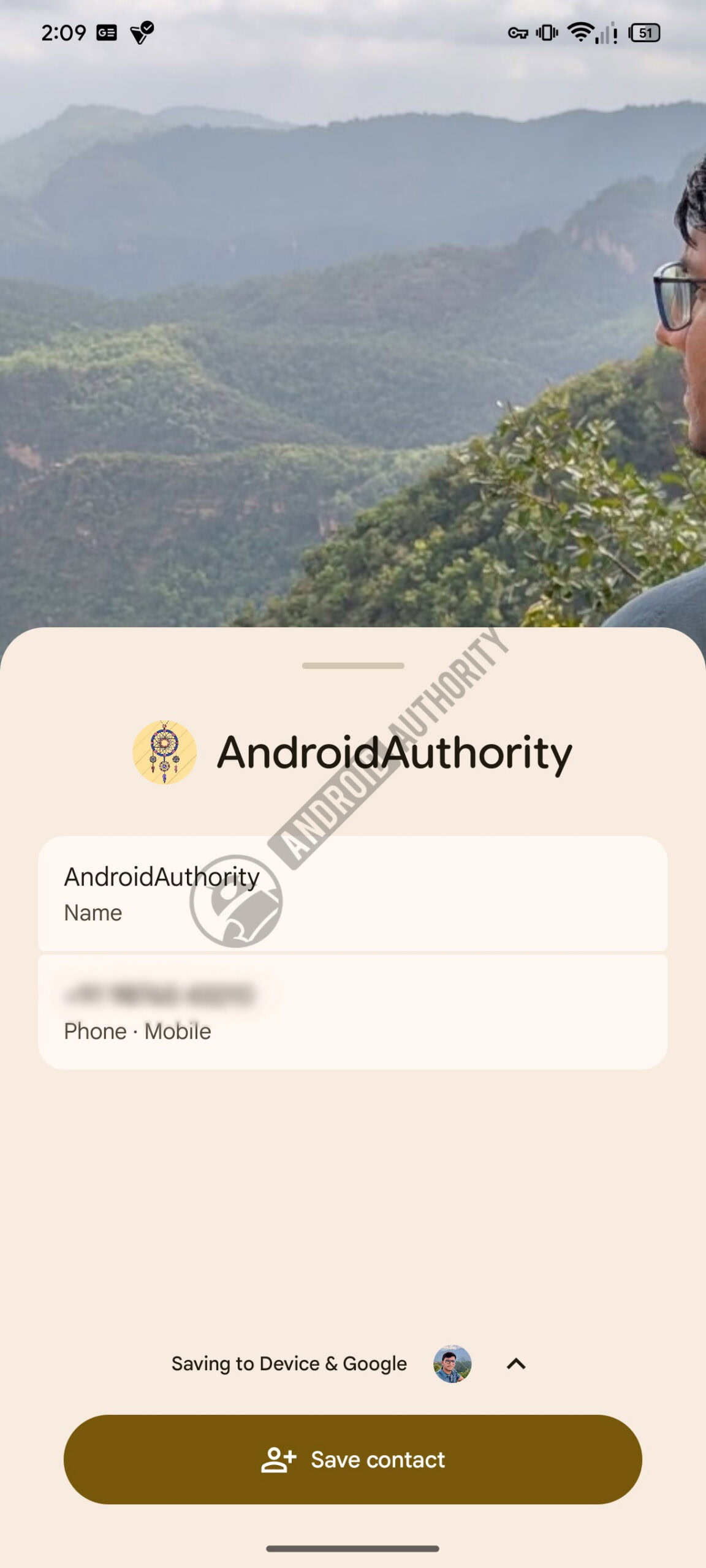 Google Contacts Calling Cards vcf
