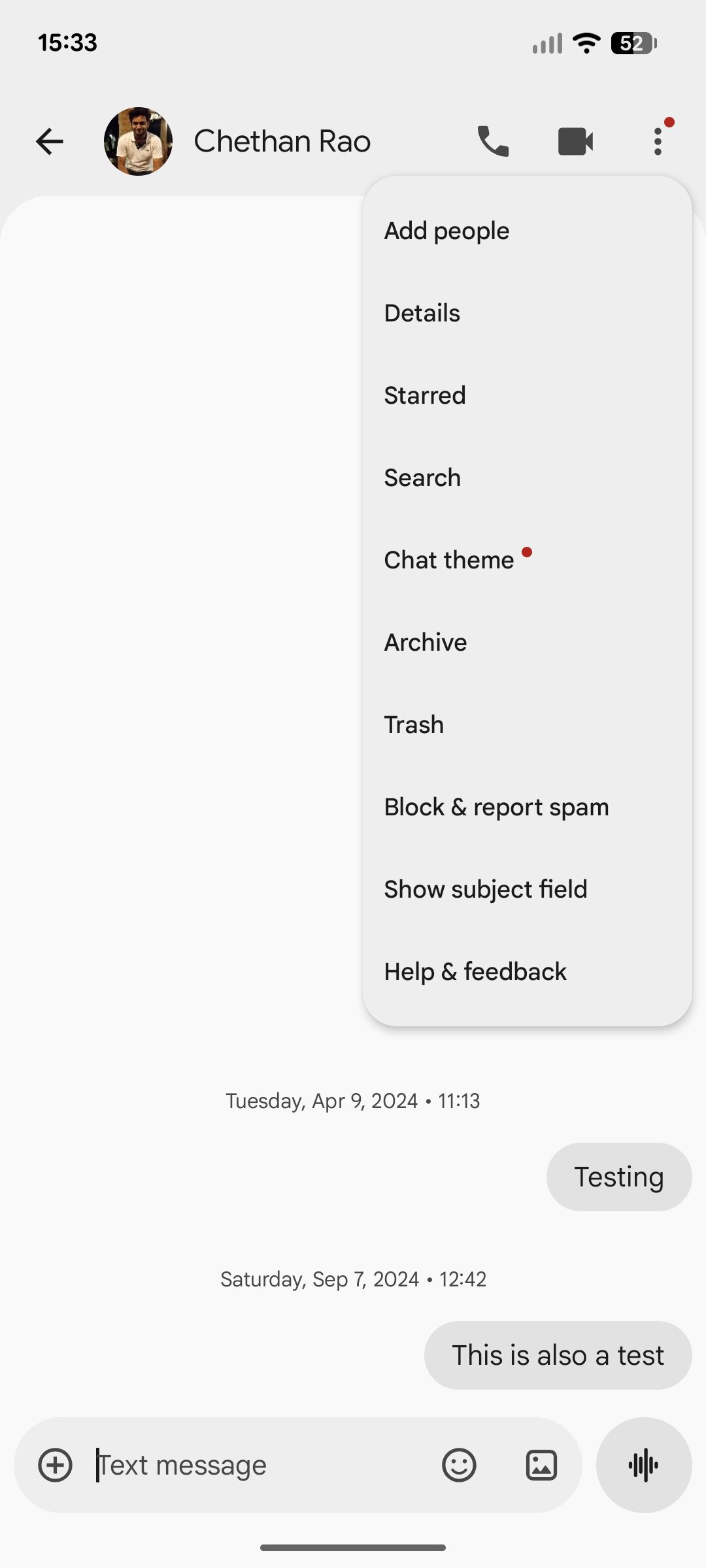 Google Messages Chat theme SMS