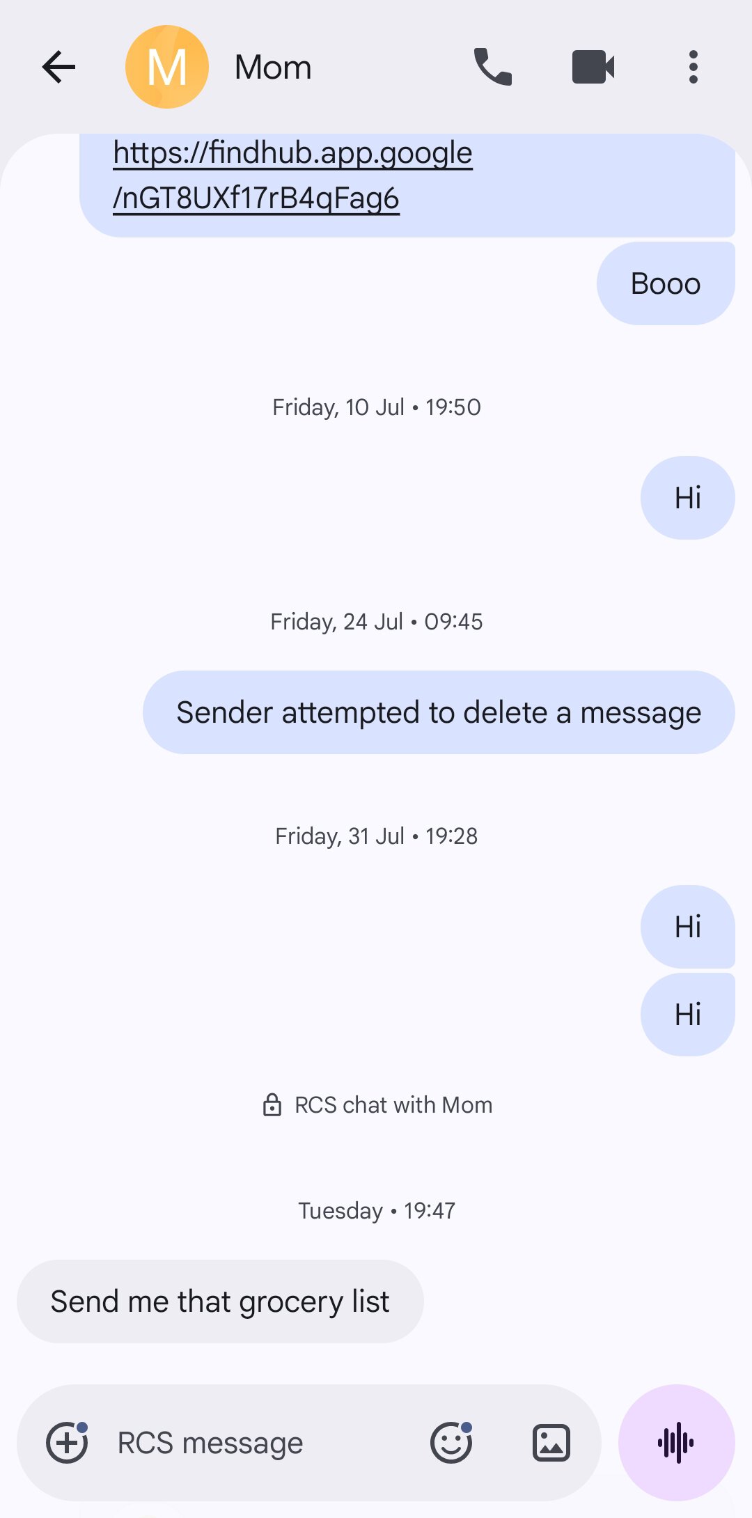 Google Messages personal chat