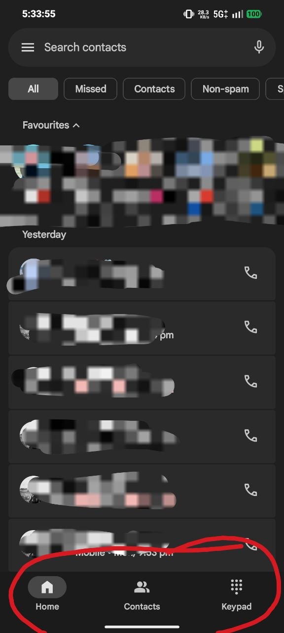 Google Phone Bottom Bar Contacts 1