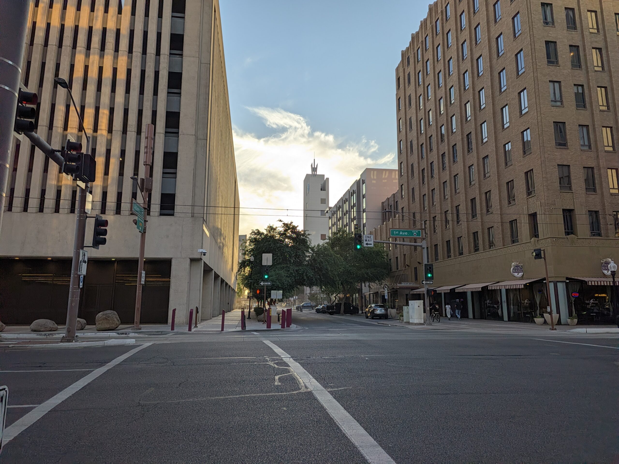 A city street as captured by the Pixel 11 camera.