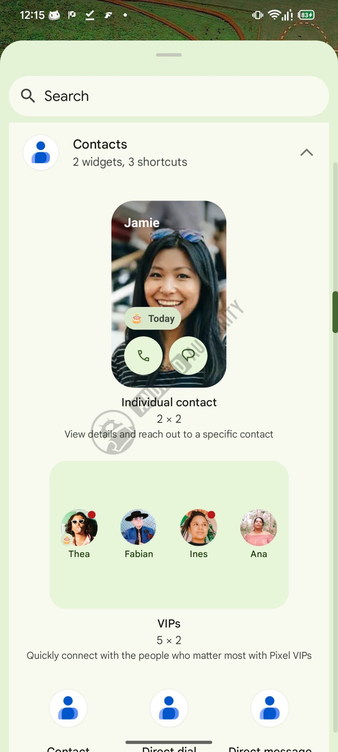 Google Pixel VIP widget Widget Picker Preview New watermarked