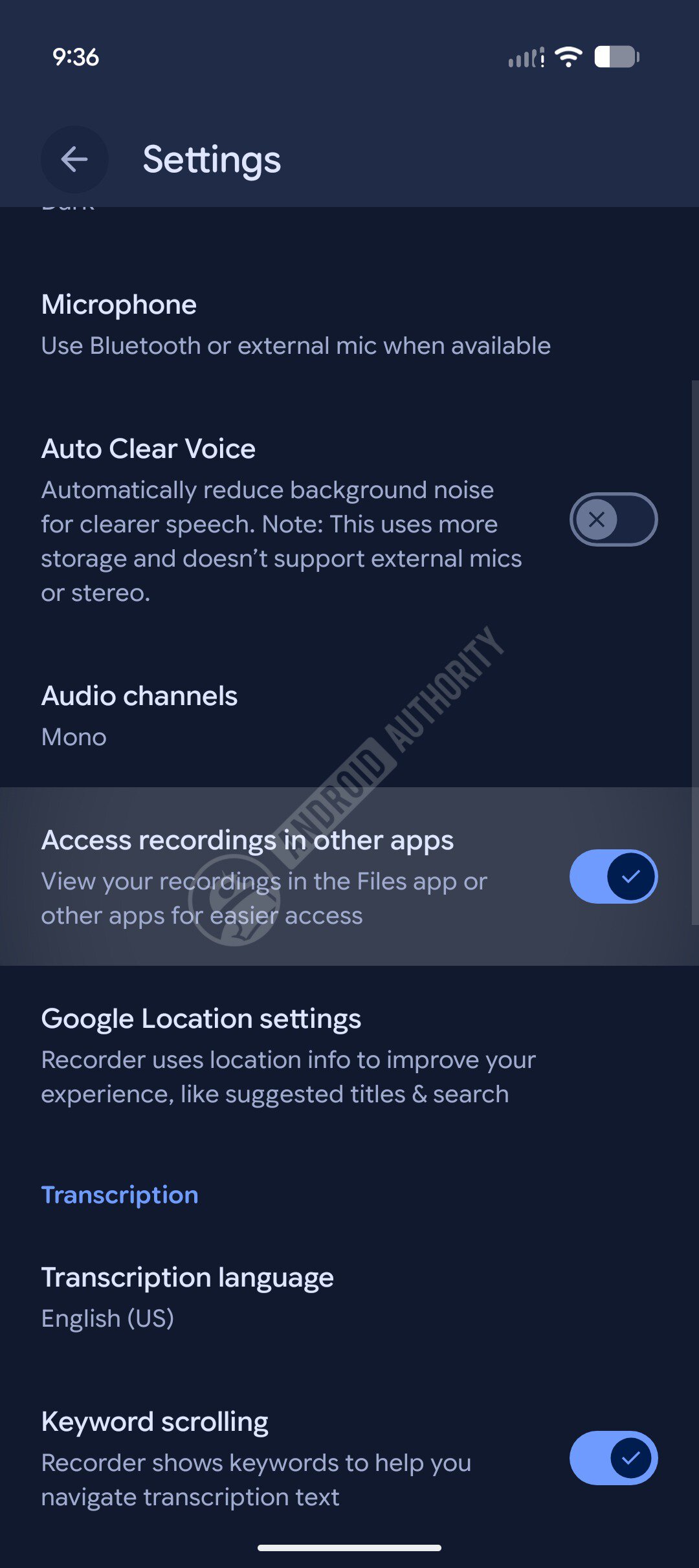 Google Recorder Allow recordings in other apps watermarked