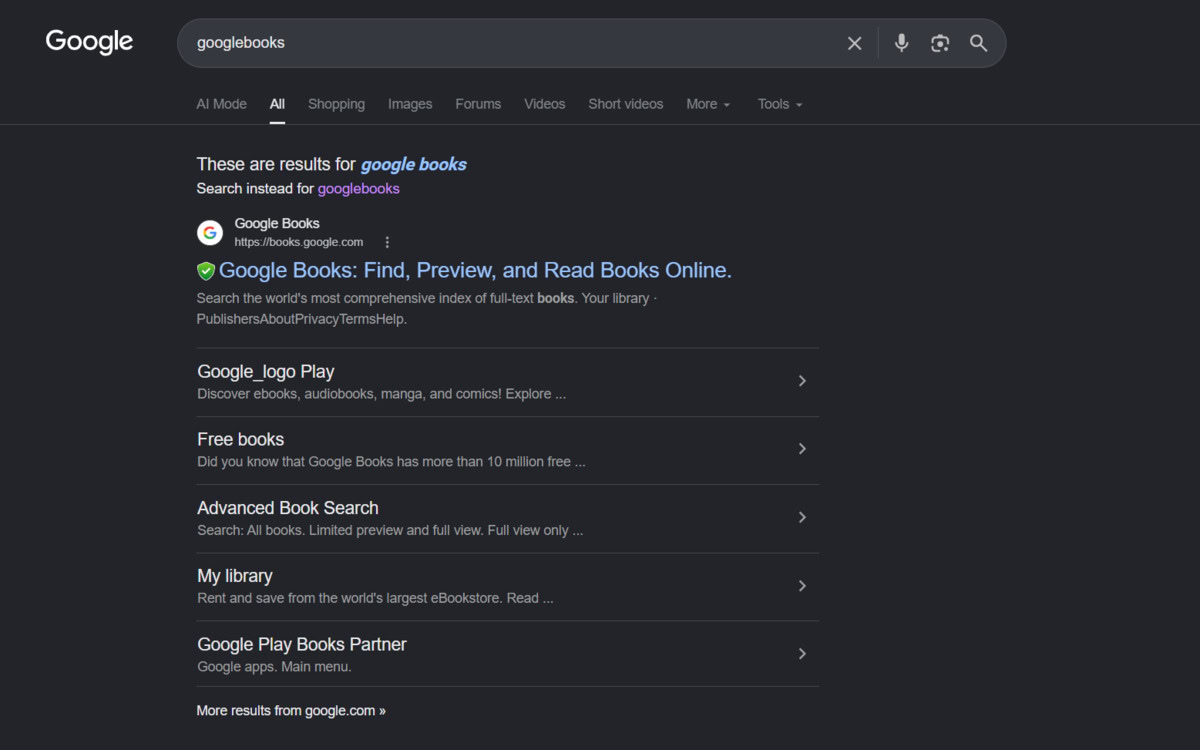 Google Search for Googlebooks 1